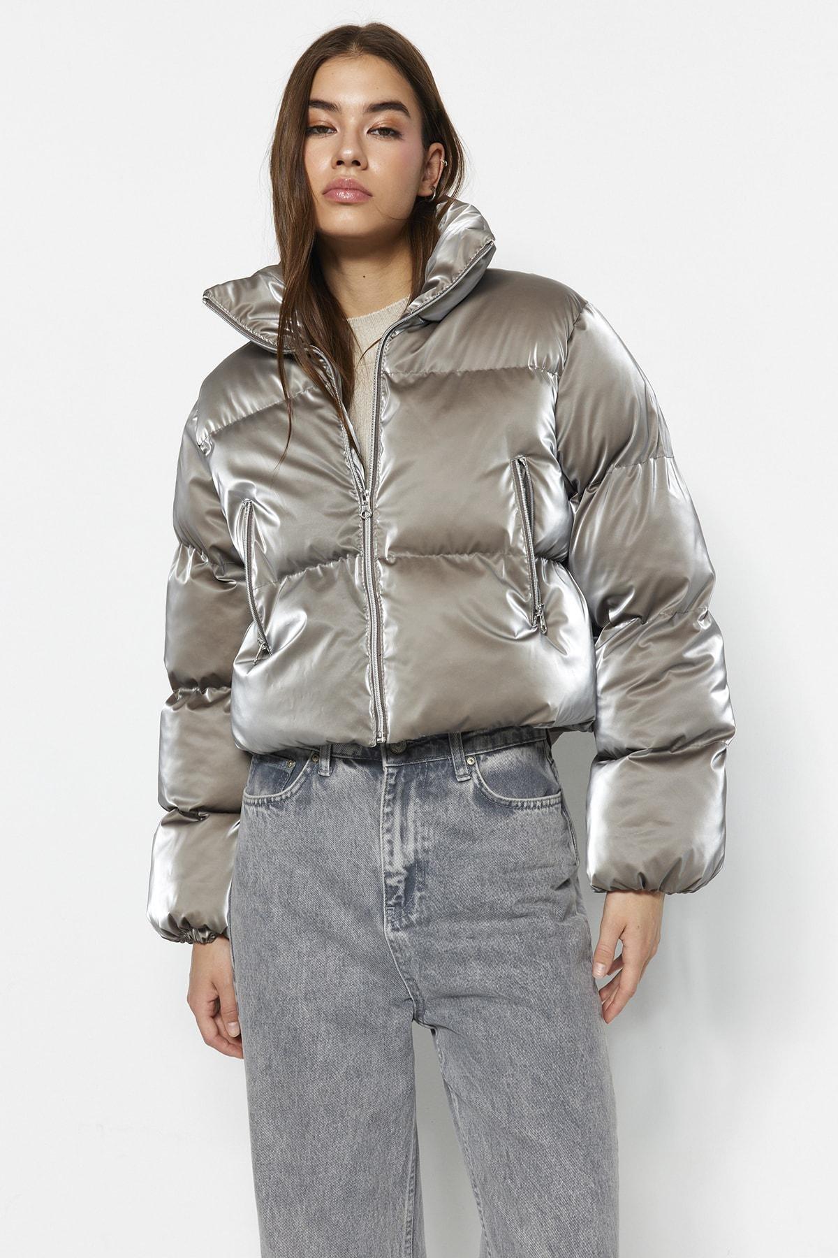 Beige Puffer Jacket, , large image number 1