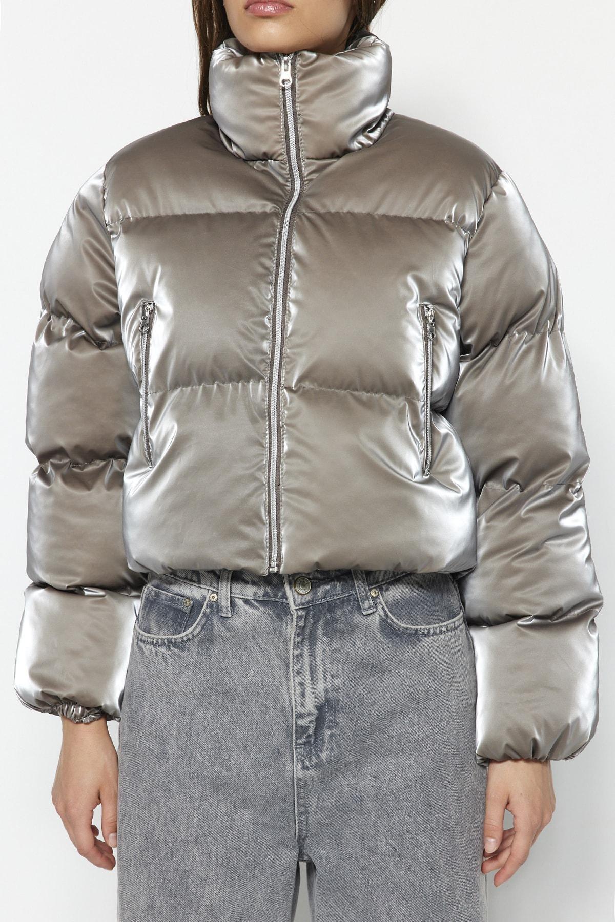 Beige Puffer Jacket, , large image number 4