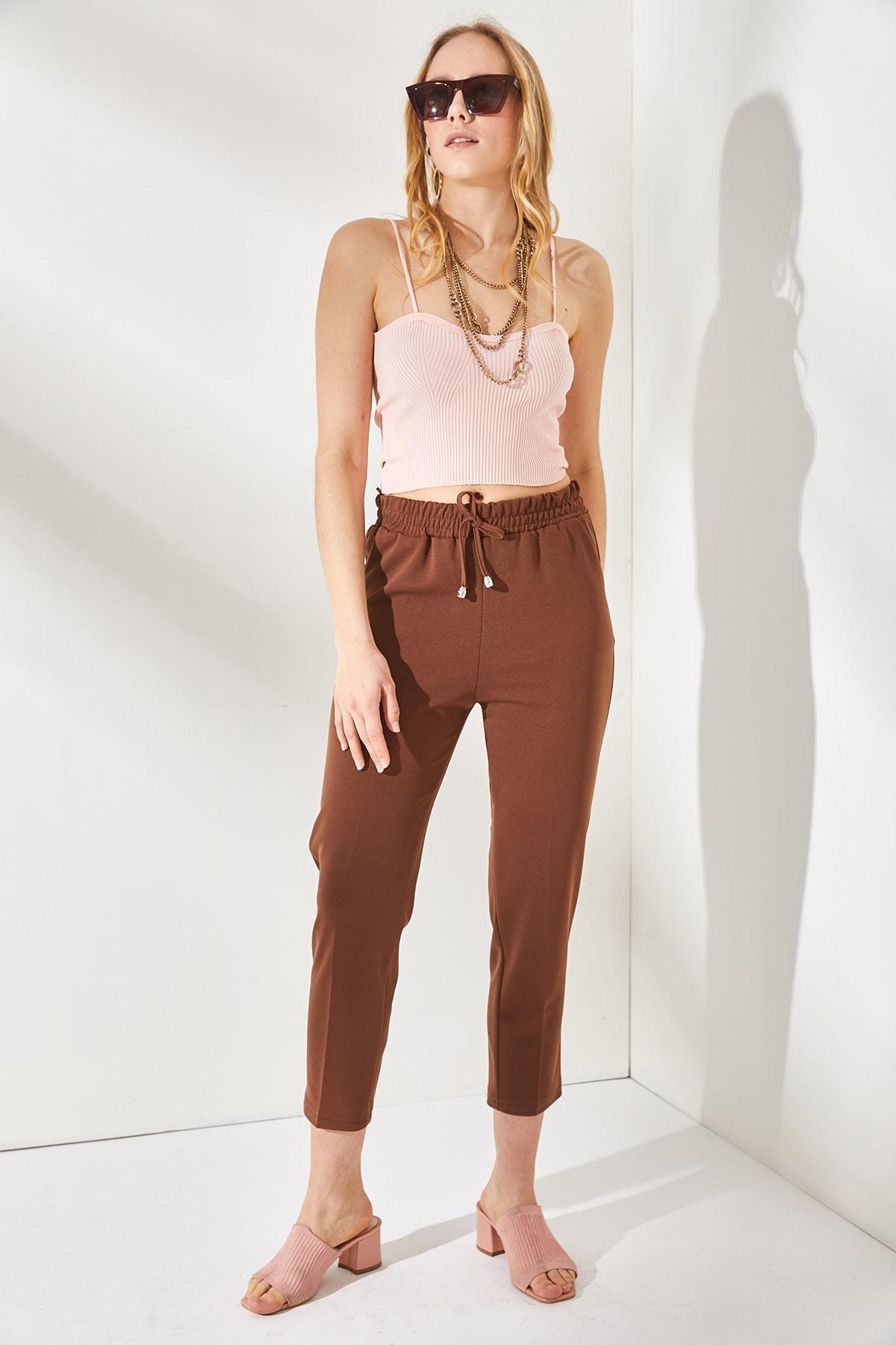 Brown Straight Pants, , large image number 1