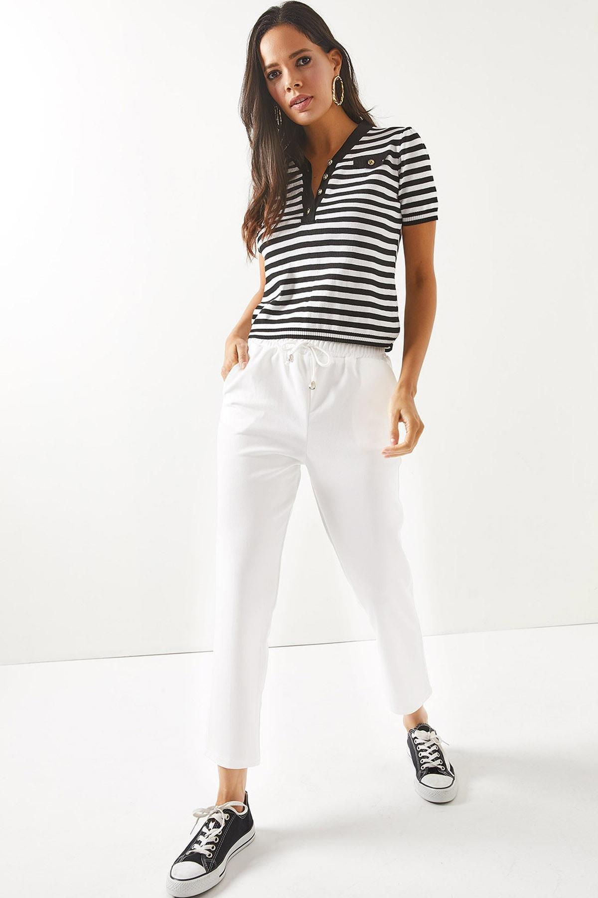 White Straight Pants, , large image number 0