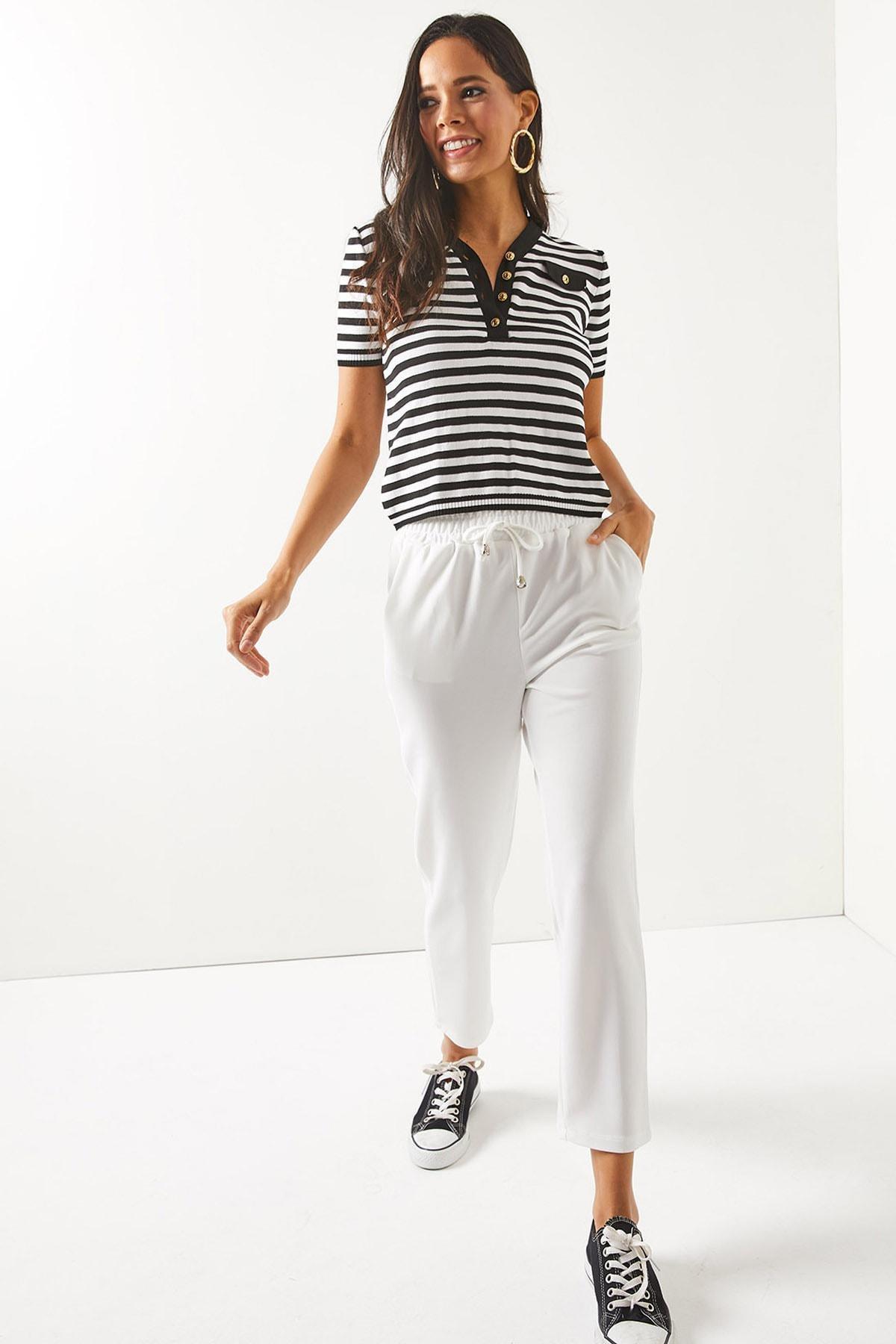 White Straight Pants, , large image number 3