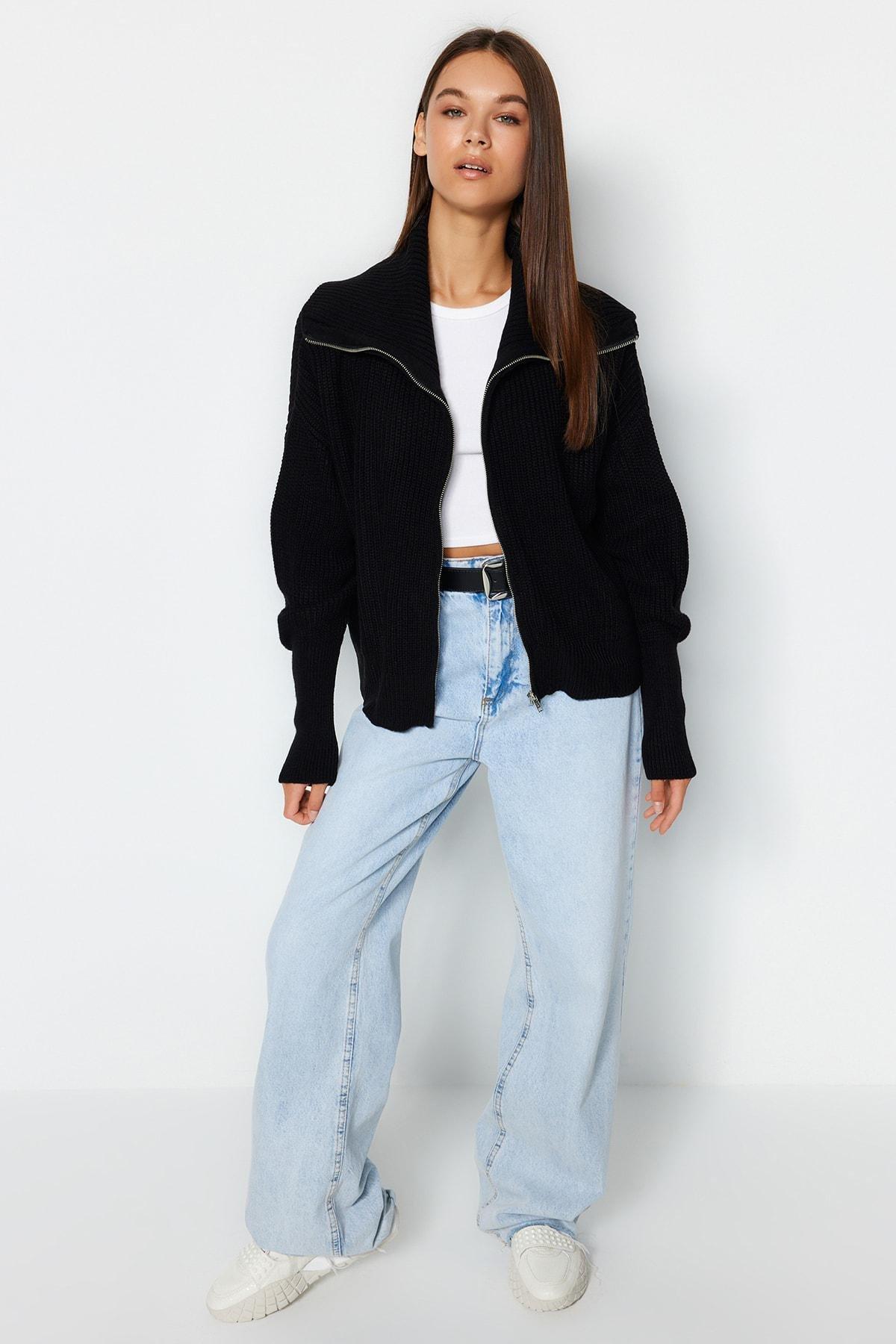 Black Oversize Cardigan, , large image number 1