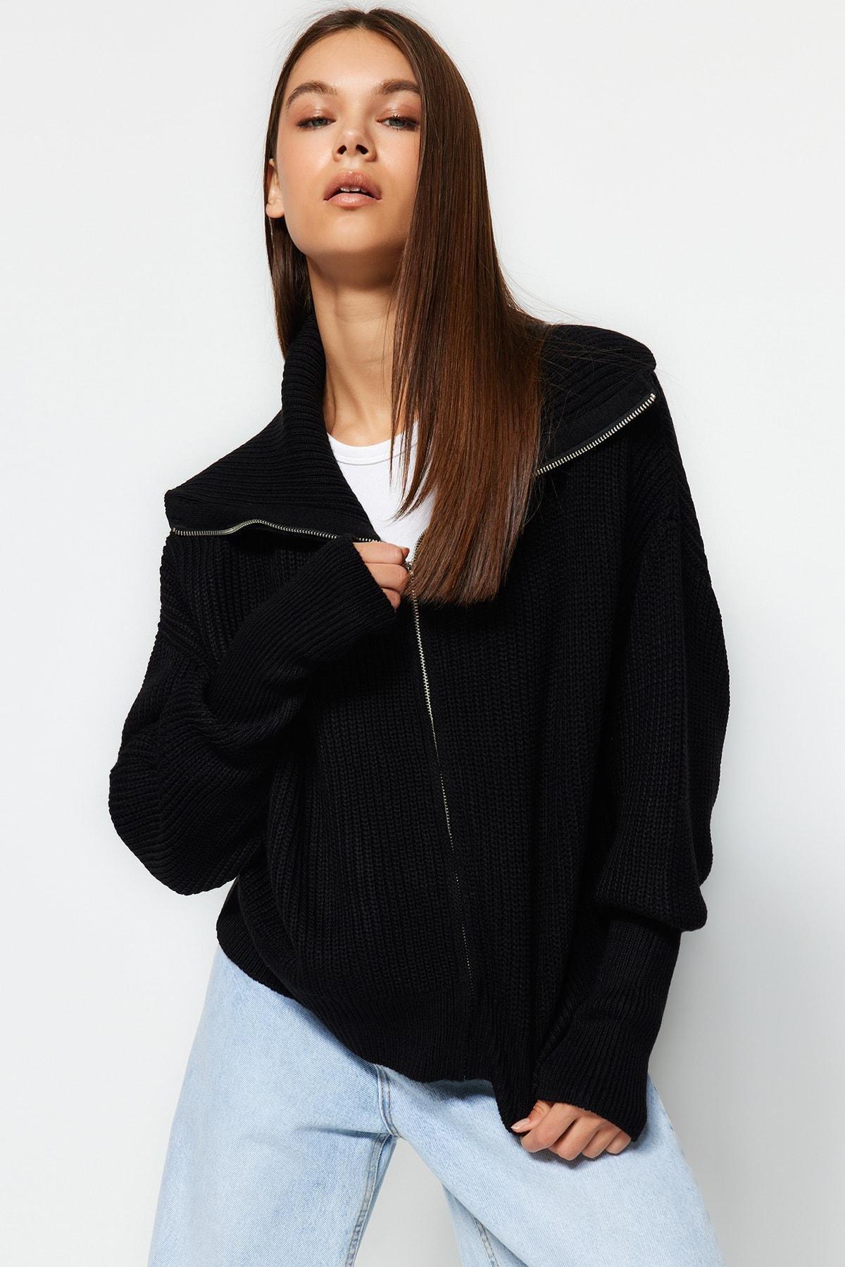 Black Oversize Cardigan, , large image number 2
