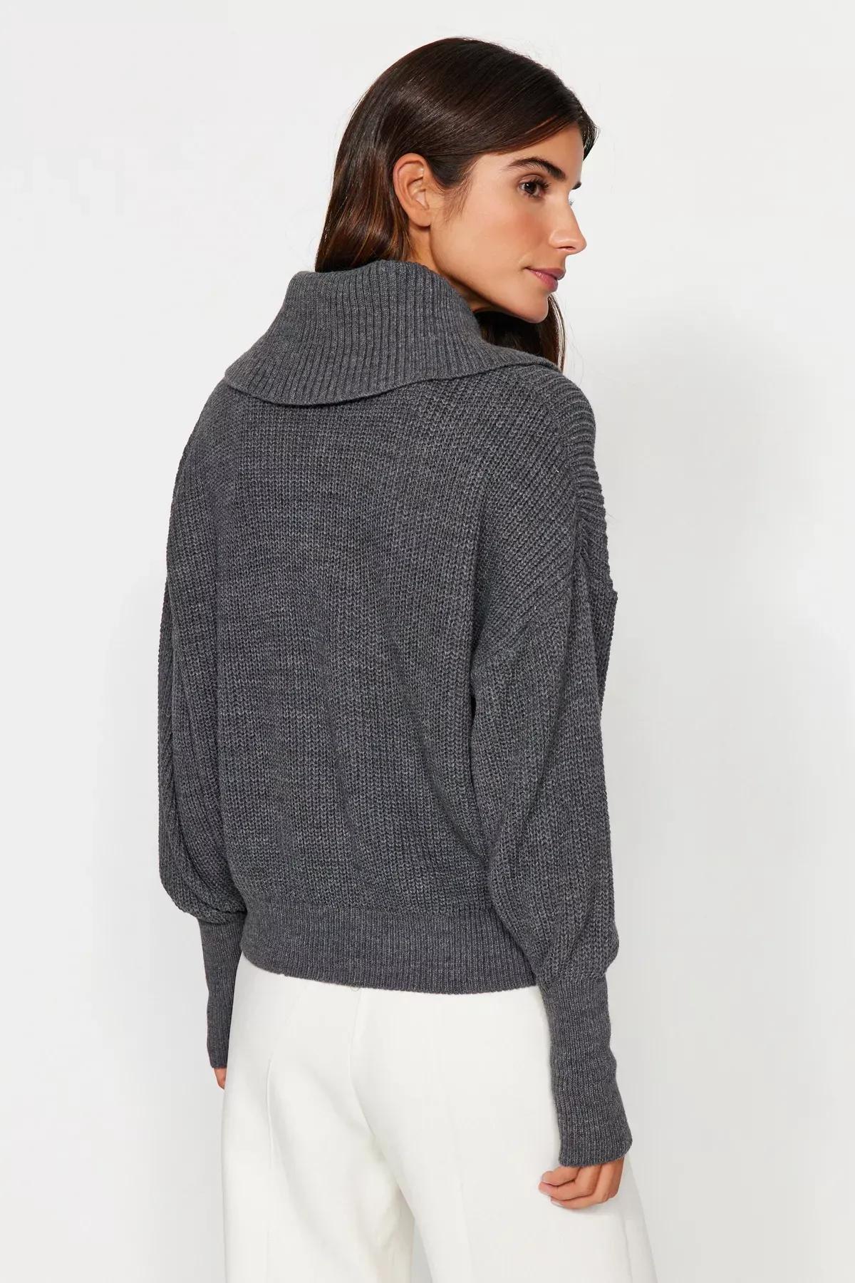Grey Zippered Cardigan, Anthracite, large image number 12