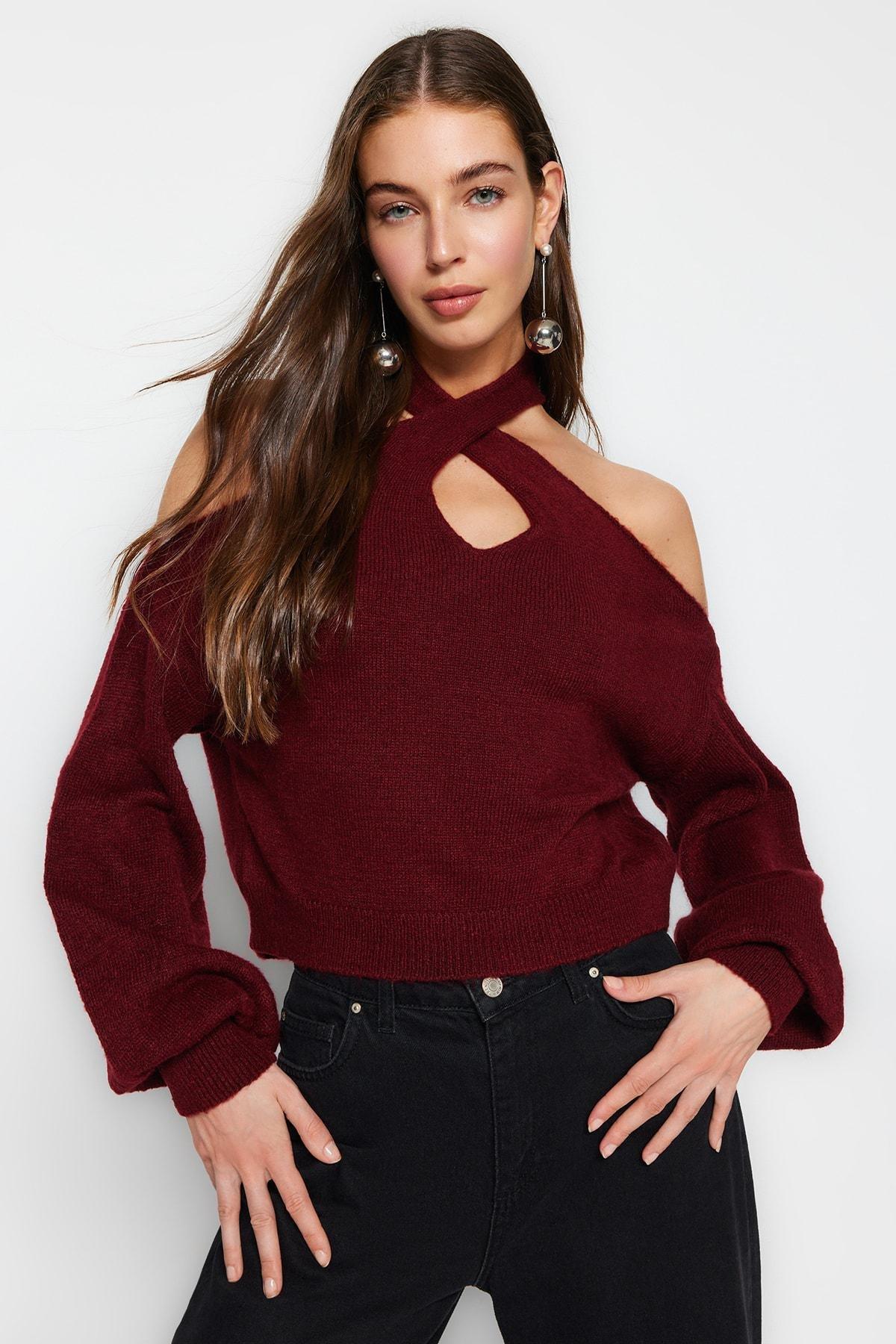 Red on sale choker sweater