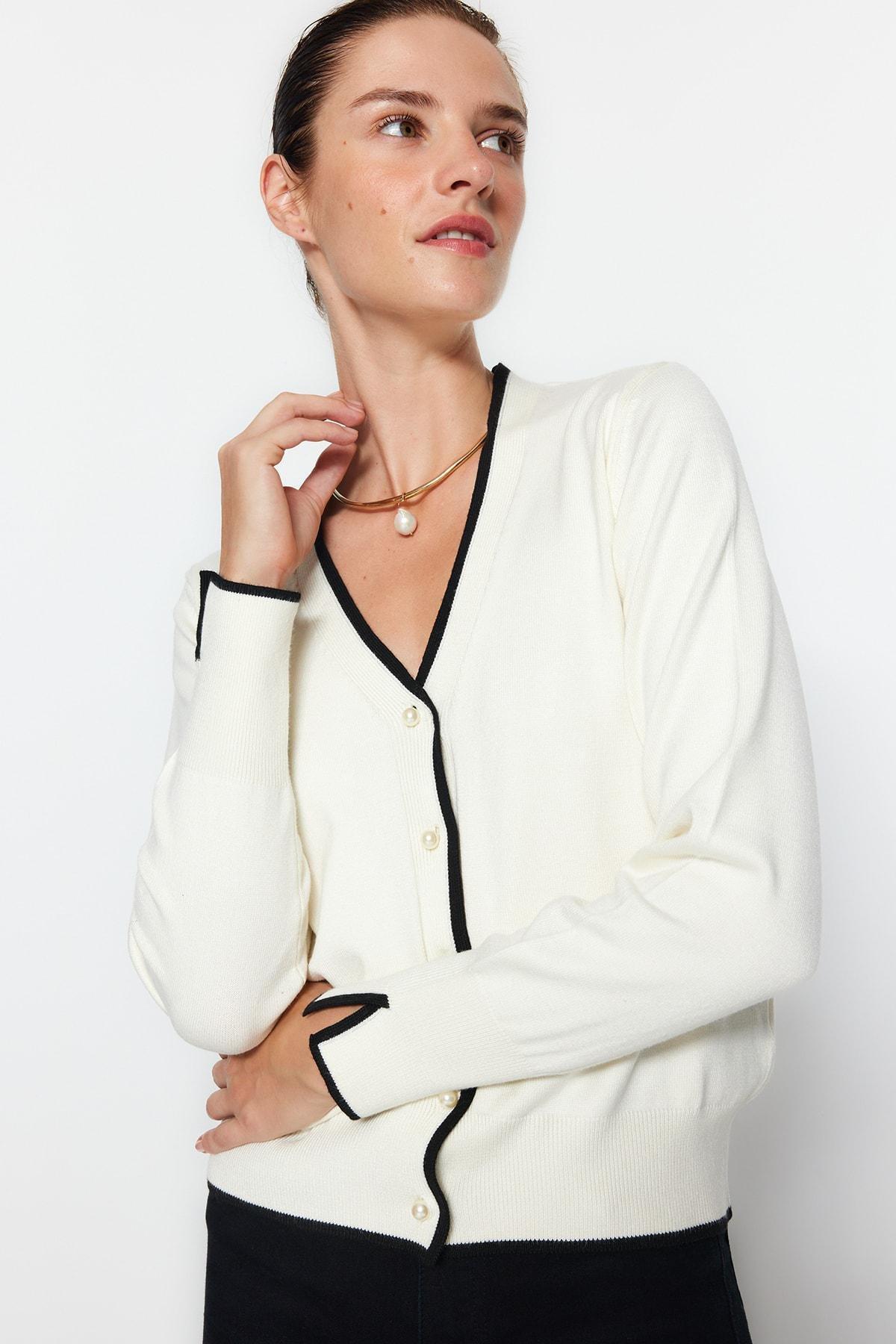 White Slim Cardigan, , large image number 1