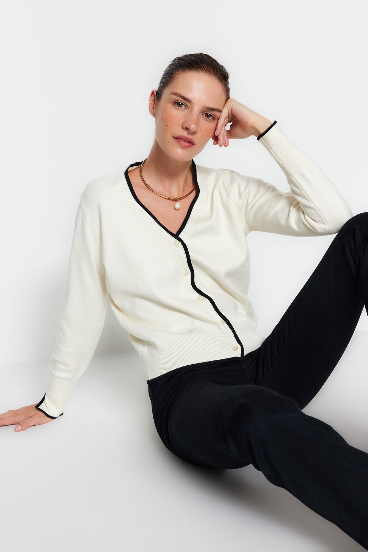 White Slim Cardigan, , large image number 3