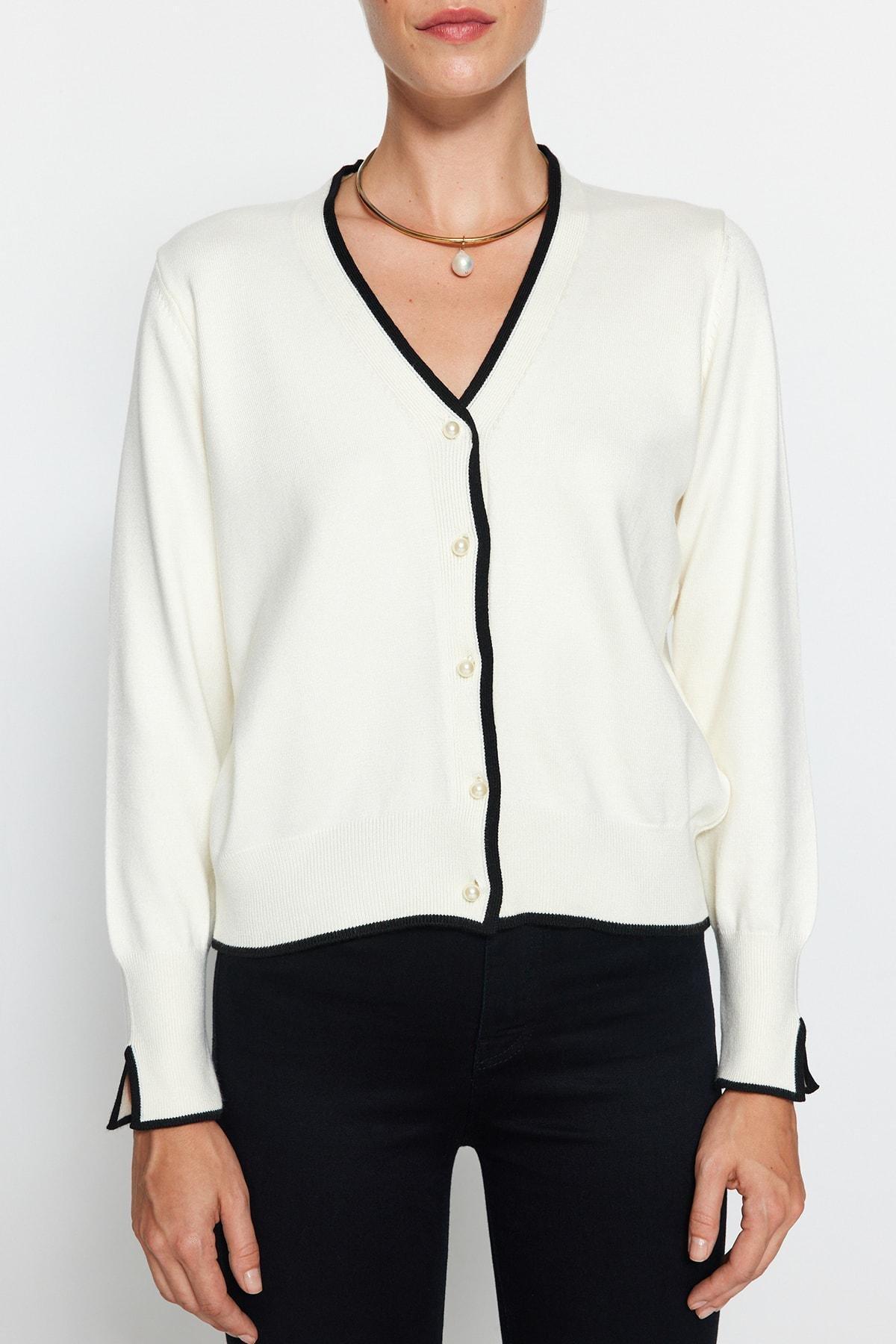 White Slim Cardigan, , large image number 4