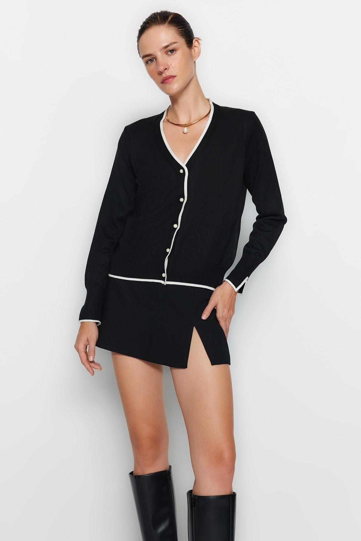 Black Colour Block Cardigan, , large image number 2