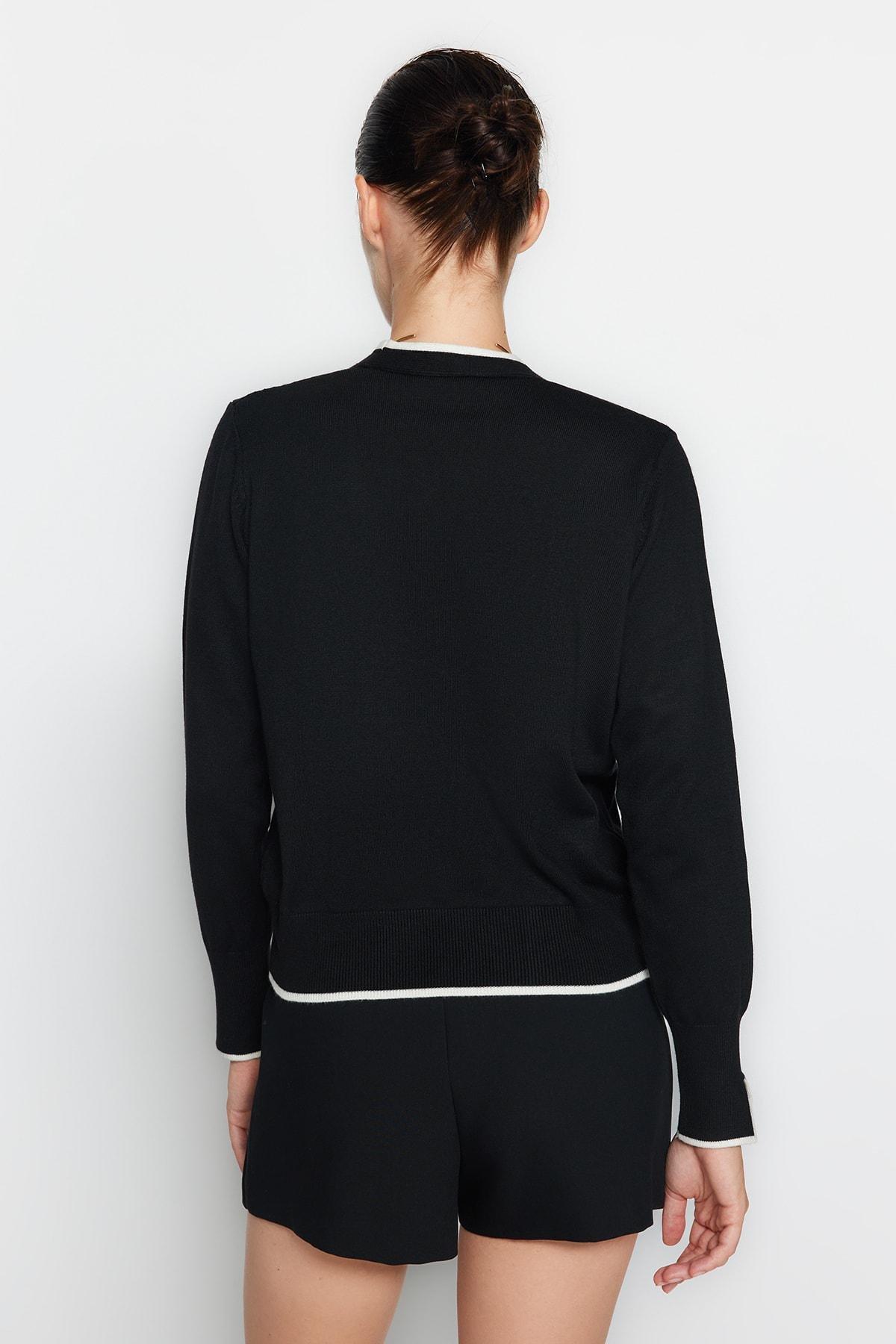 Black Colour Block Cardigan, , large image number 5