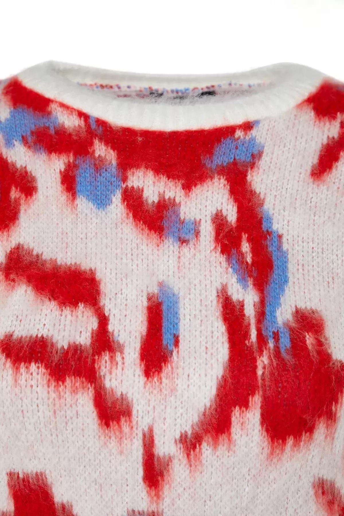 Cream Tie-Dye Print Sweater, Ecru, large image number 5