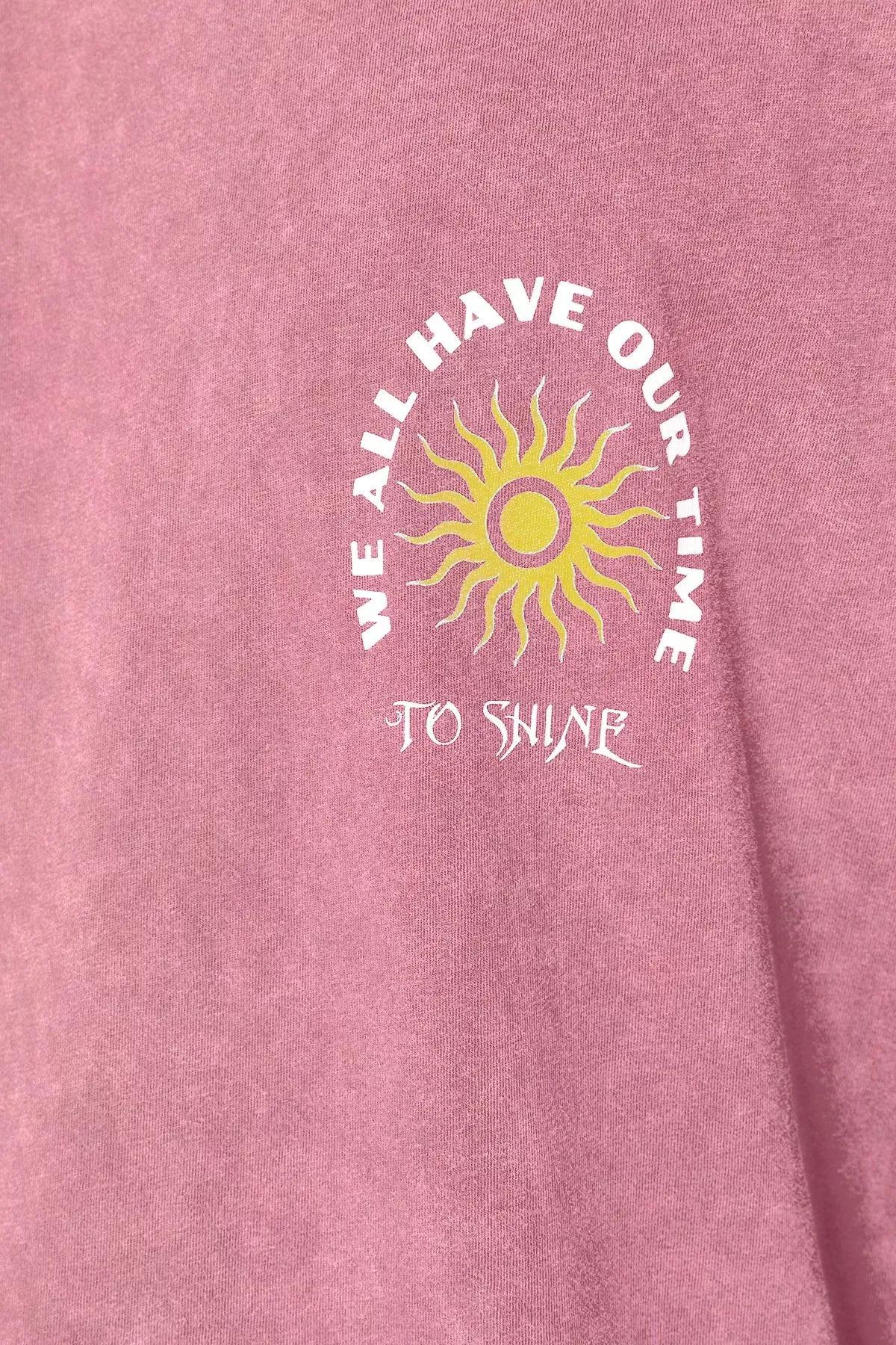 Pink Oversize Faded Text Print T-Shirt, Dried rose, large image number 8