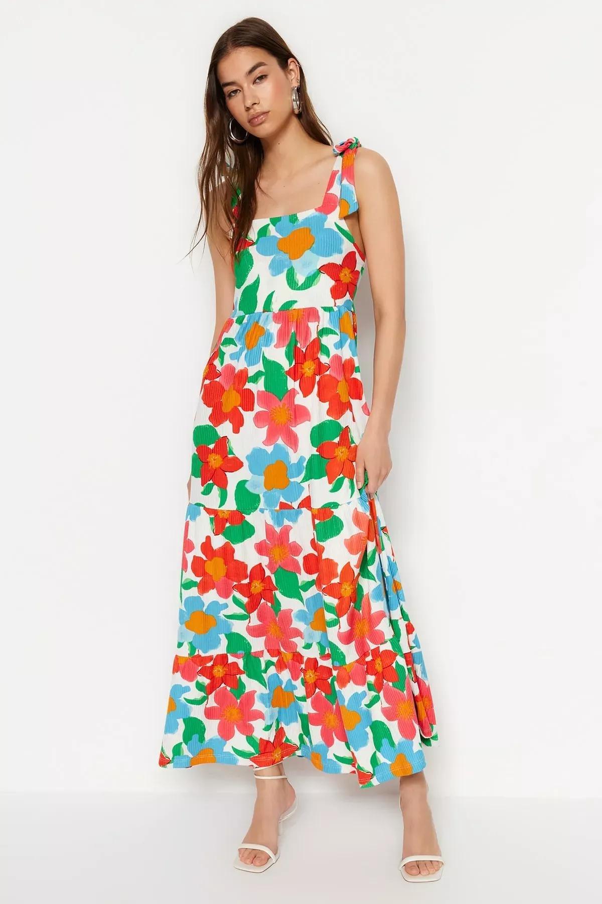 Orange Square Collar Skater Dress, Orange, large image number 0