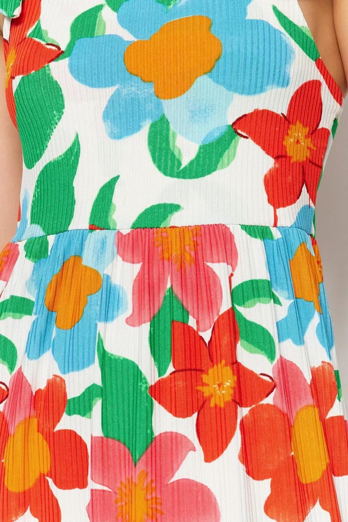 Orange Square Collar Skater Dress, Orange, large image number 4