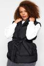 Trendyol - Black Hooded Puffer Plus Size Vest