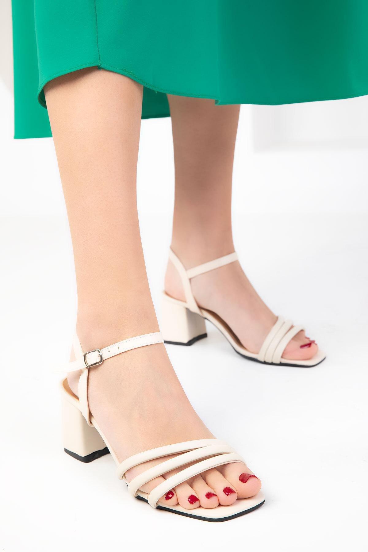 Beige Classic Strap Heels, , large image number 1