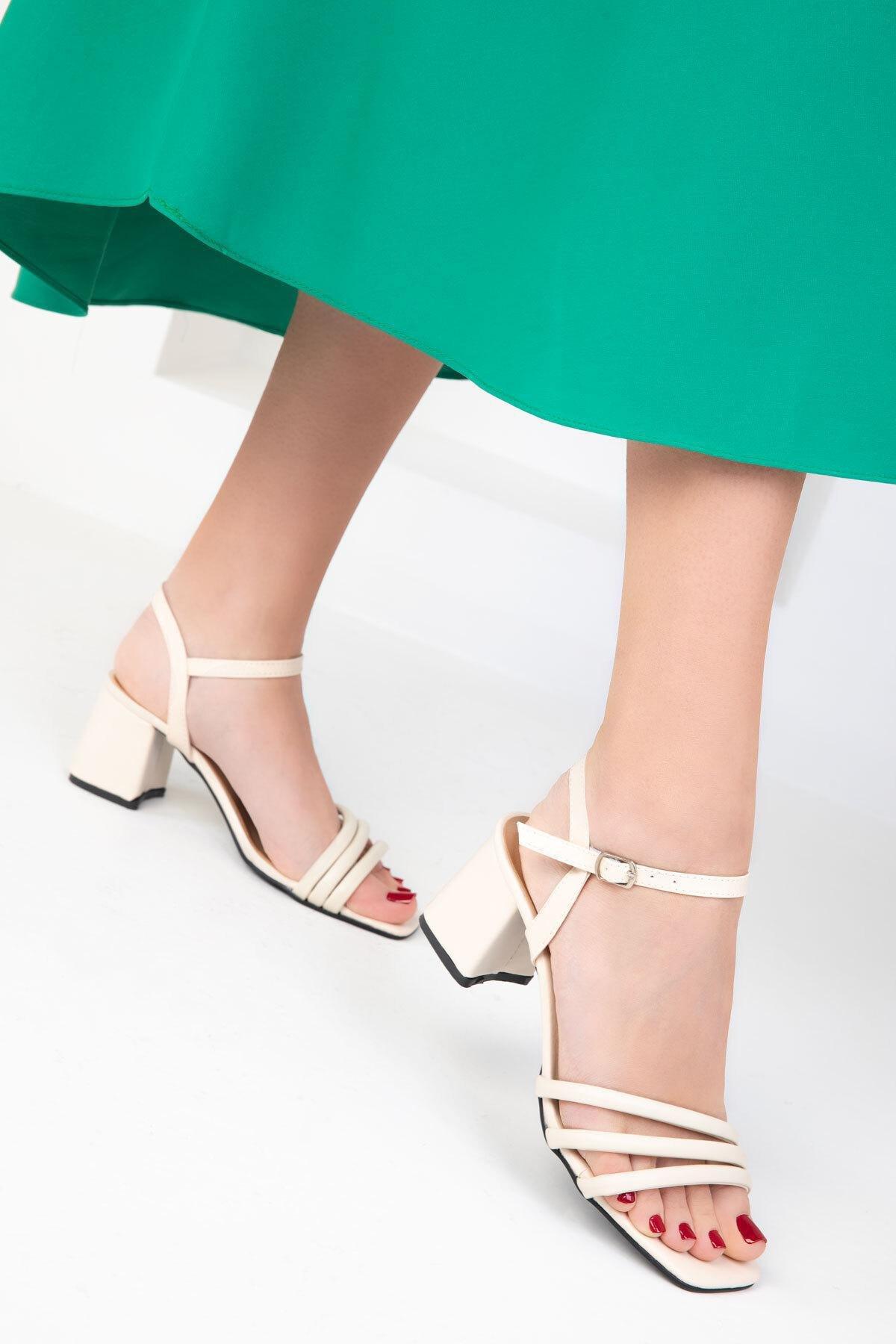 Beige Classic Strap Heels, , large image number 3