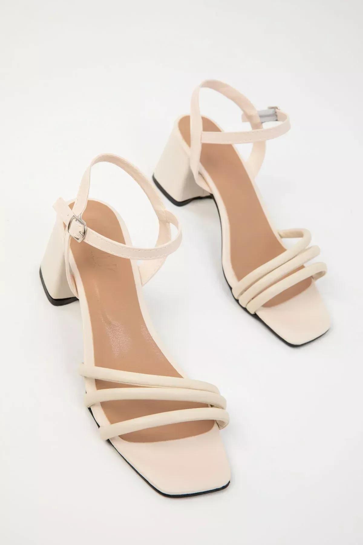 Beige Classic Strap Heels, Beige, large image number 3
