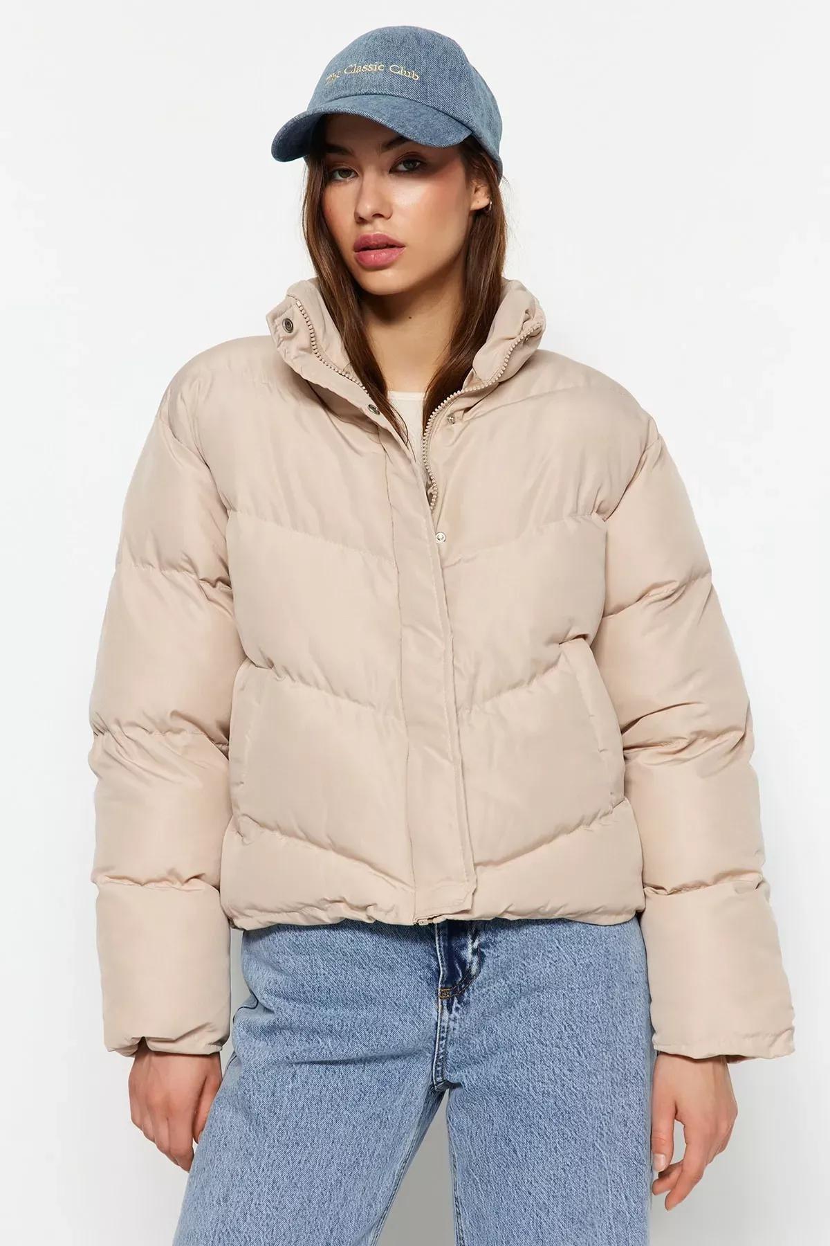 Beige Puffer Jacket, Beige, large image number 0