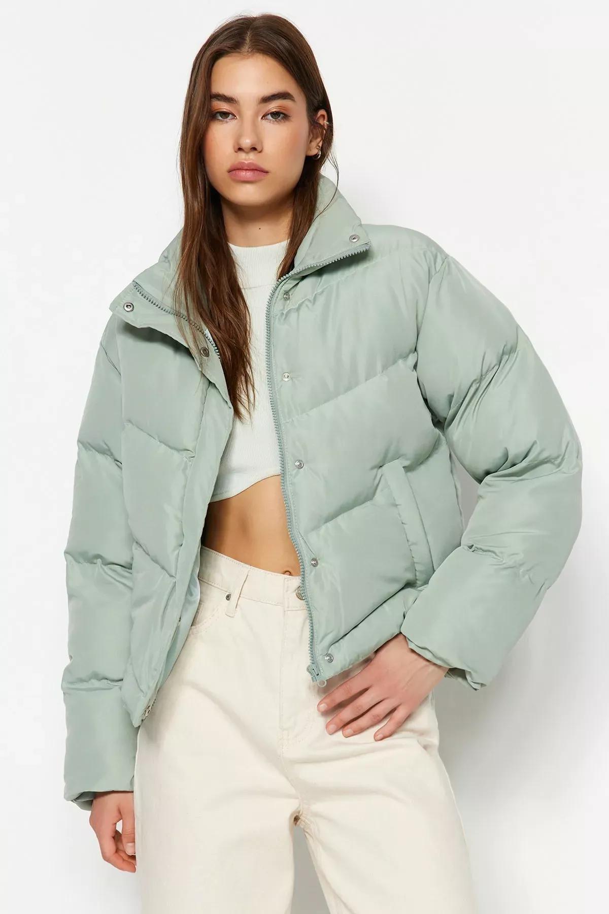 Green Puffer Jacket, Mint, large image number 0