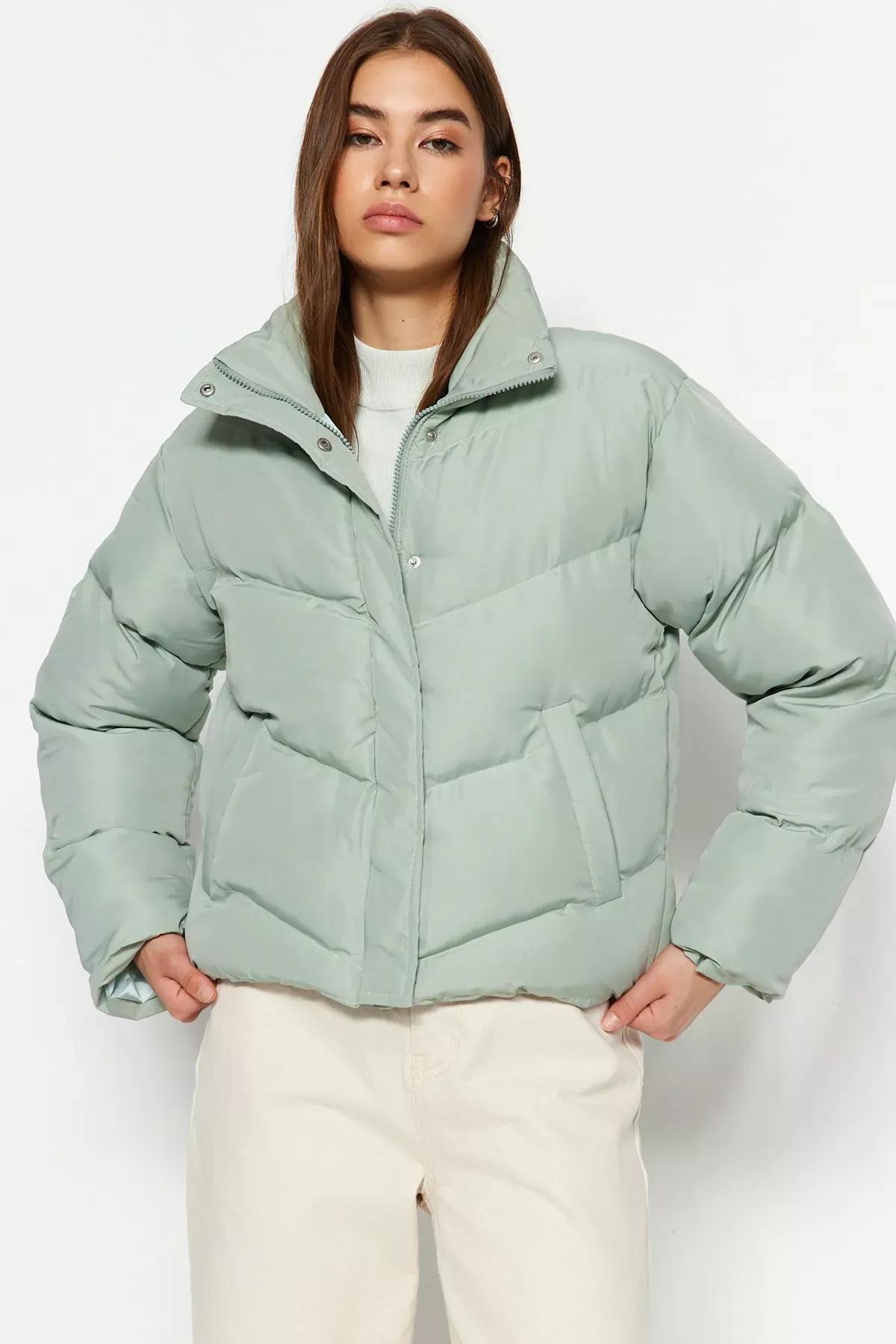 Green Puffer Jacket, Mint, medium