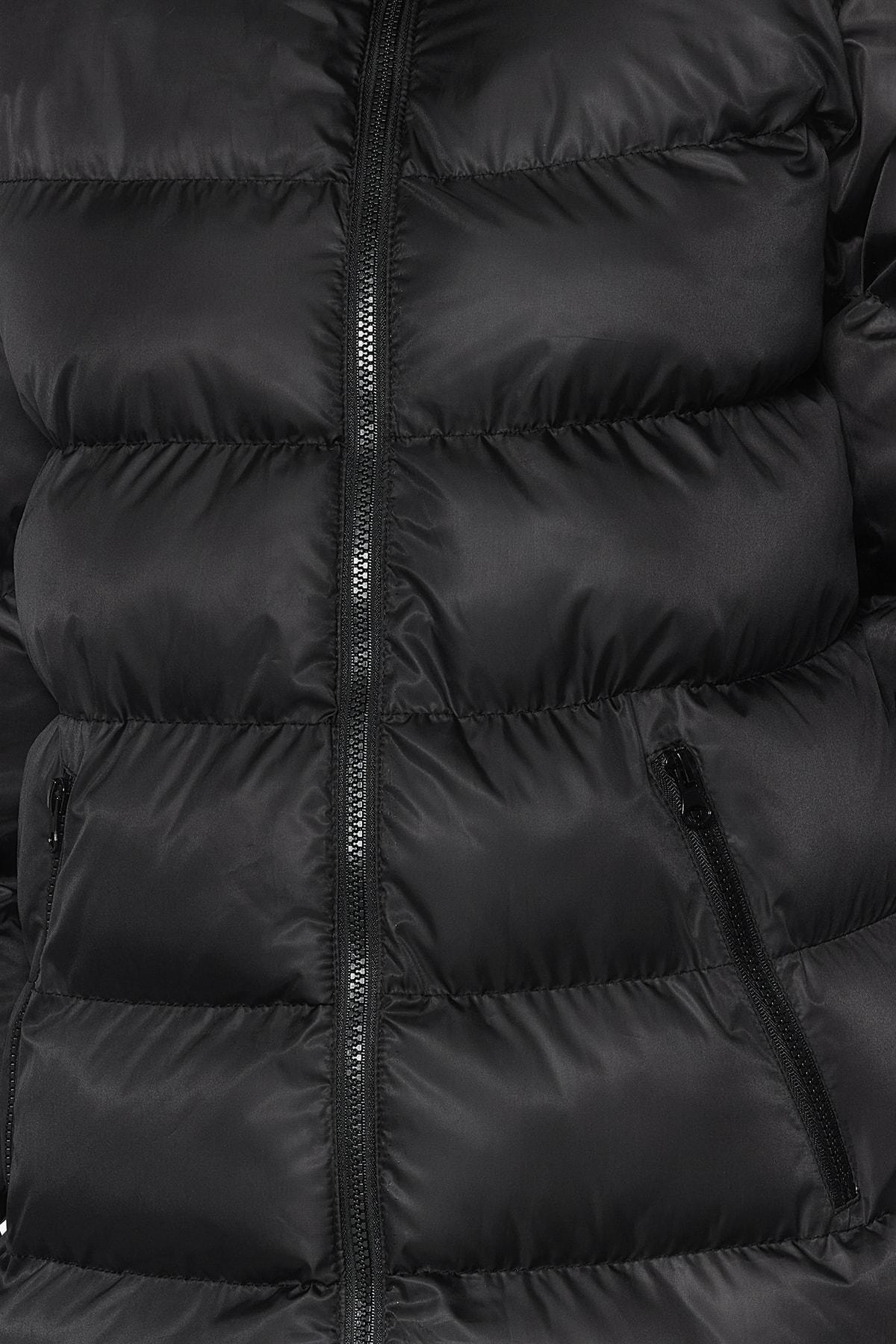 Black Hooded Puffer Jacket, , large image number 3