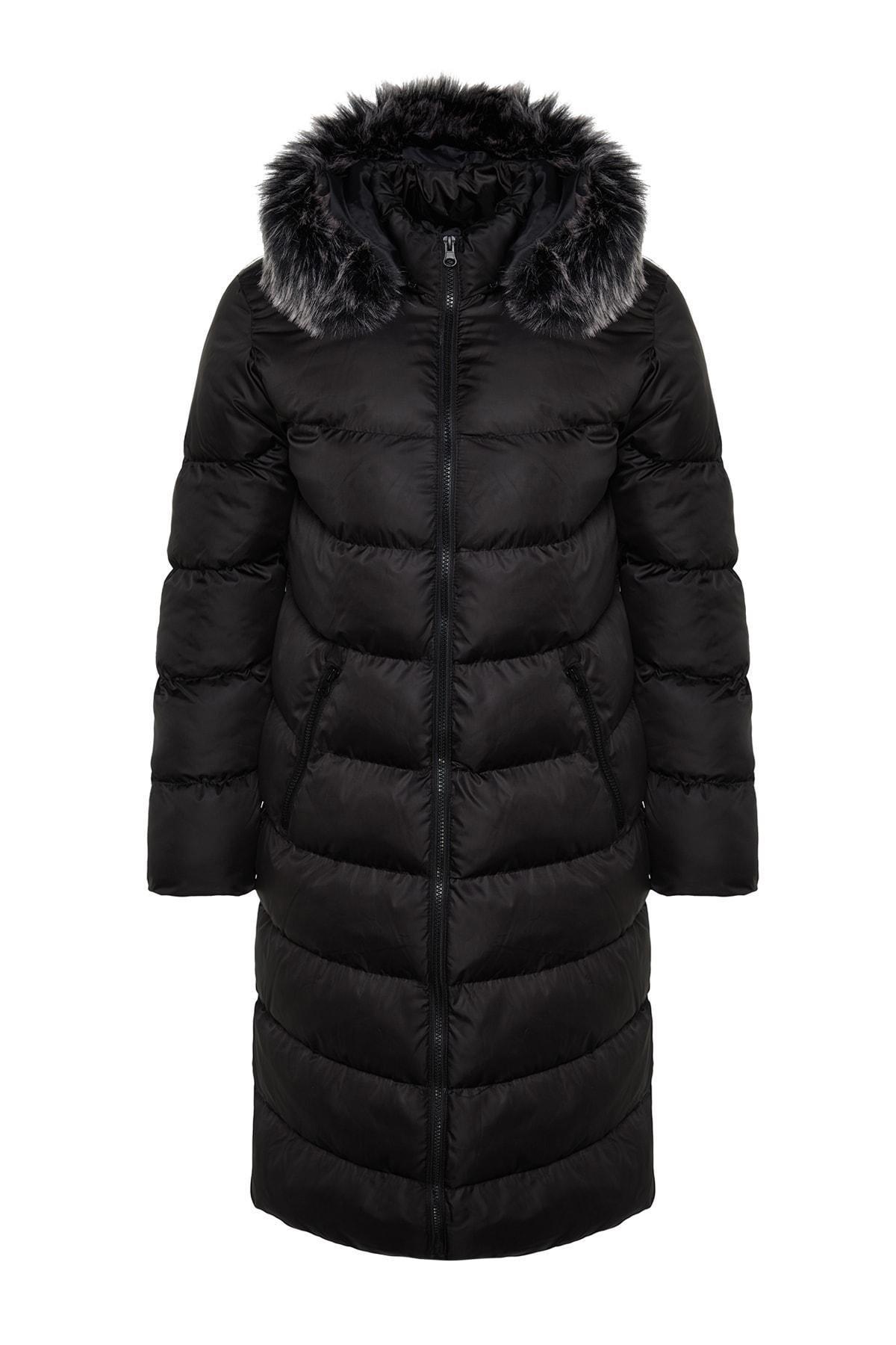 Black Hooded Puffer Jacket, , large image number 5