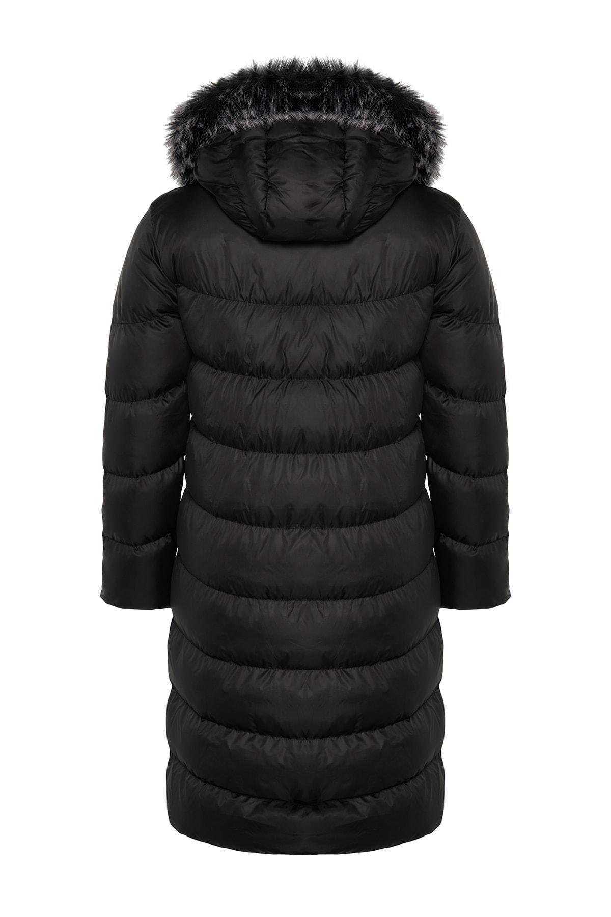 Black Hooded Puffer Jacket, , large image number 7