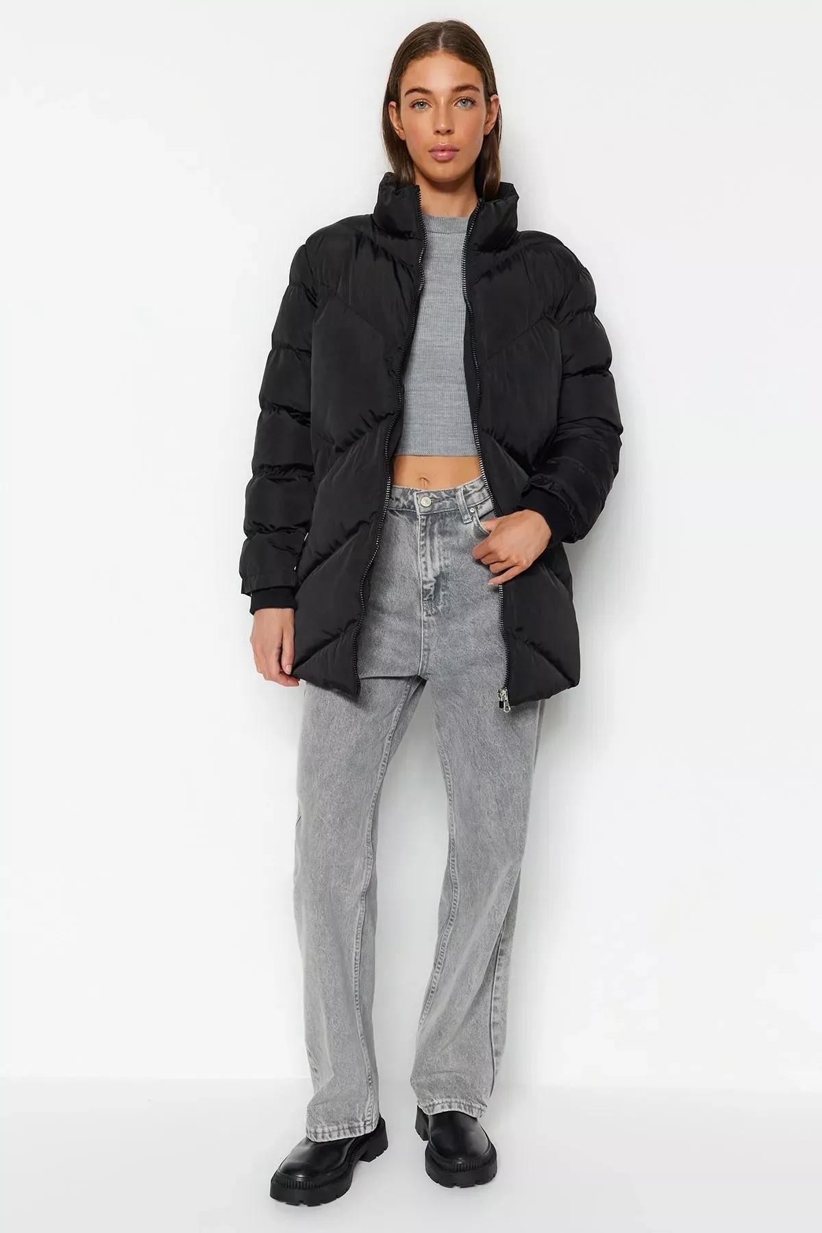 Black Hooded Puffer Jacket, BLACK, large image number 0