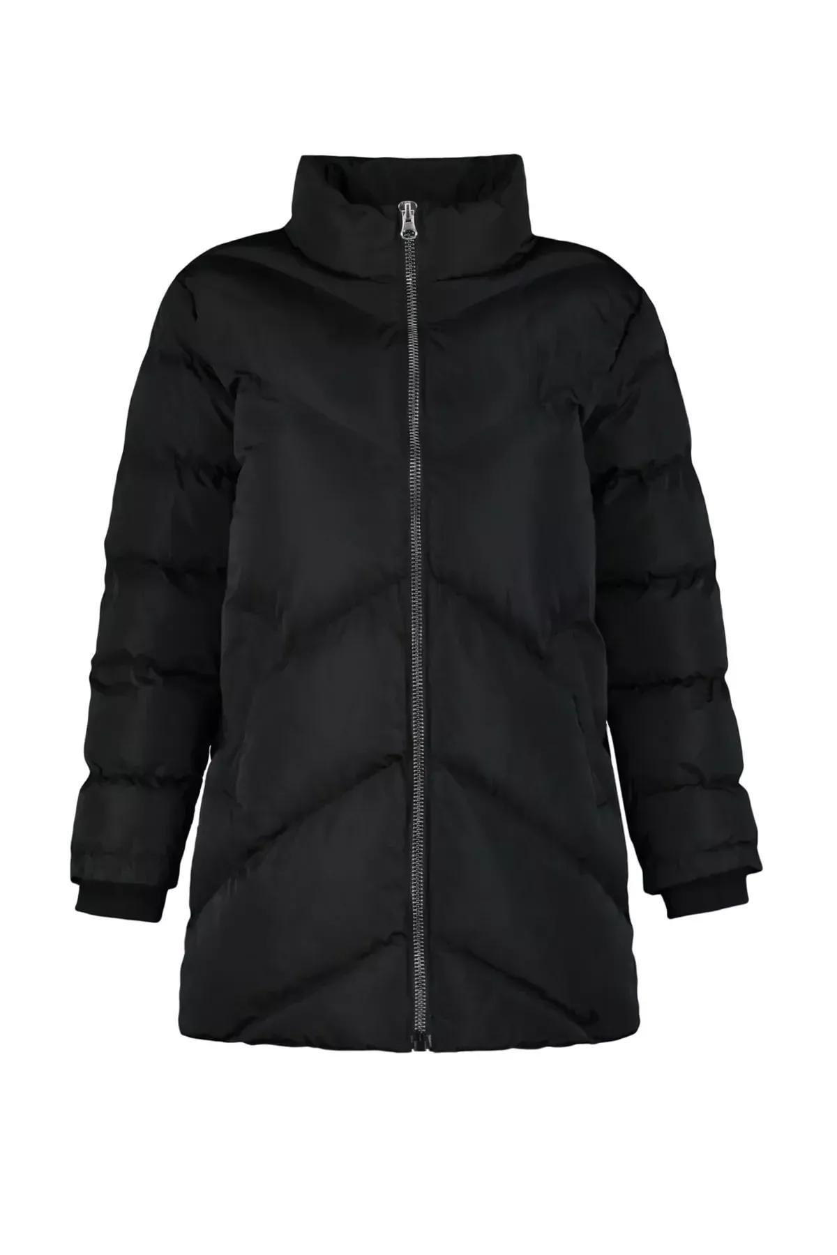 Black Hooded Puffer Jacket, BLACK, large image number 5