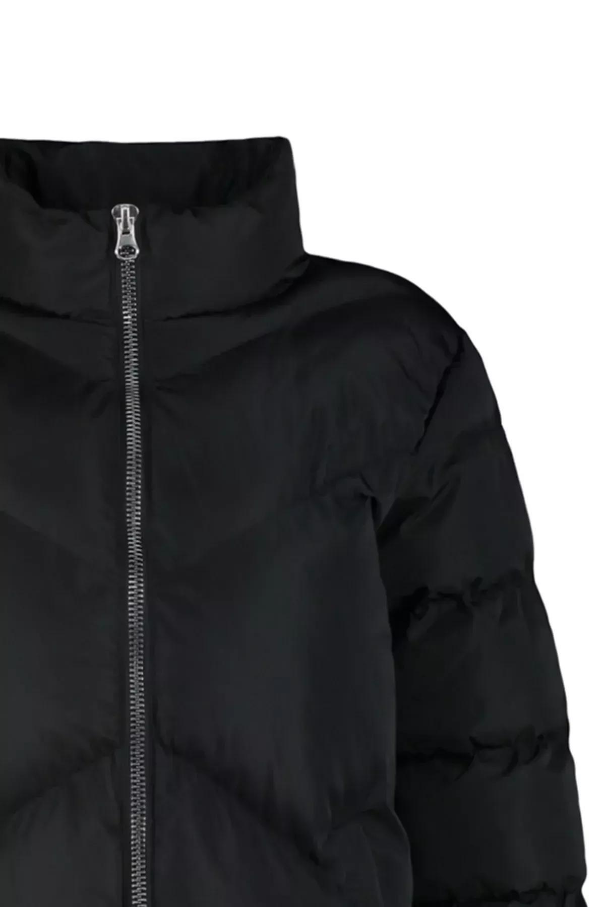 Black Hooded Puffer Jacket, BLACK, large image number 6
