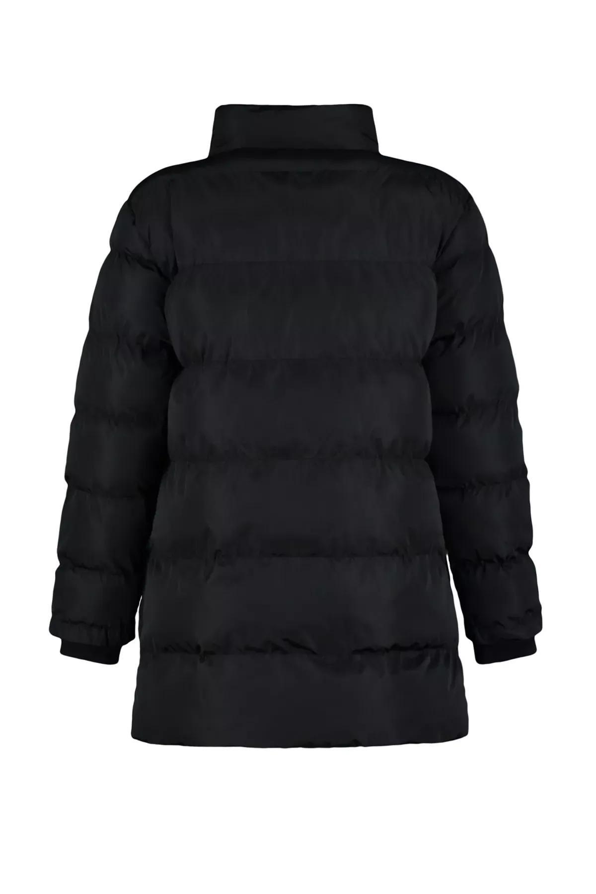 Black Hooded Puffer Jacket, BLACK, large image number 7