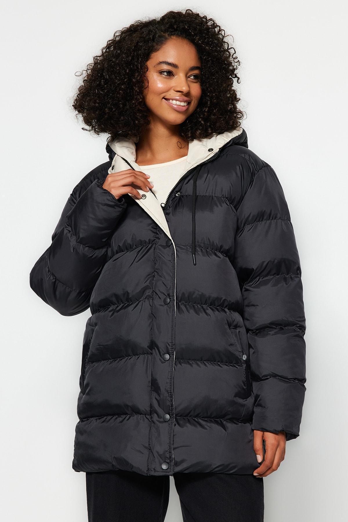 Womens fur cheap lined puffer coat