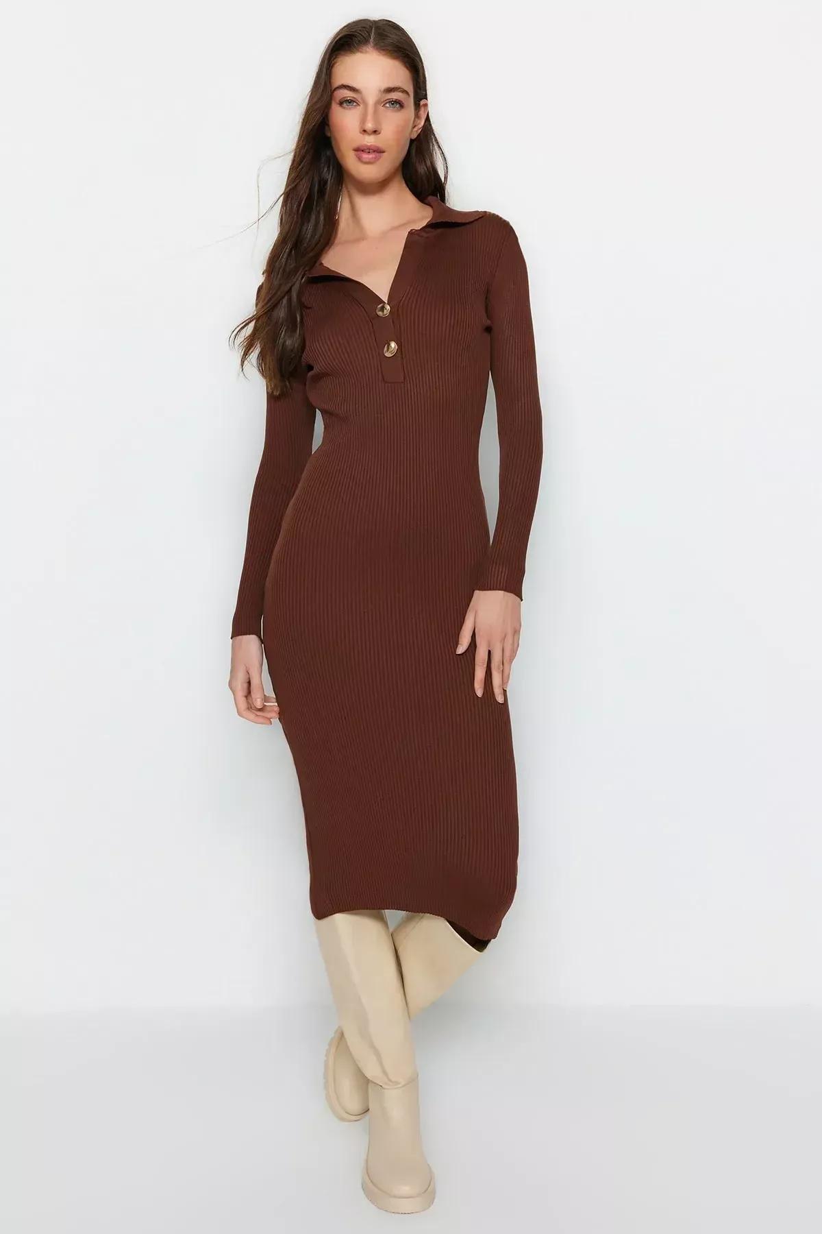 Brown Bodycon Dress, Brown, large image number 2