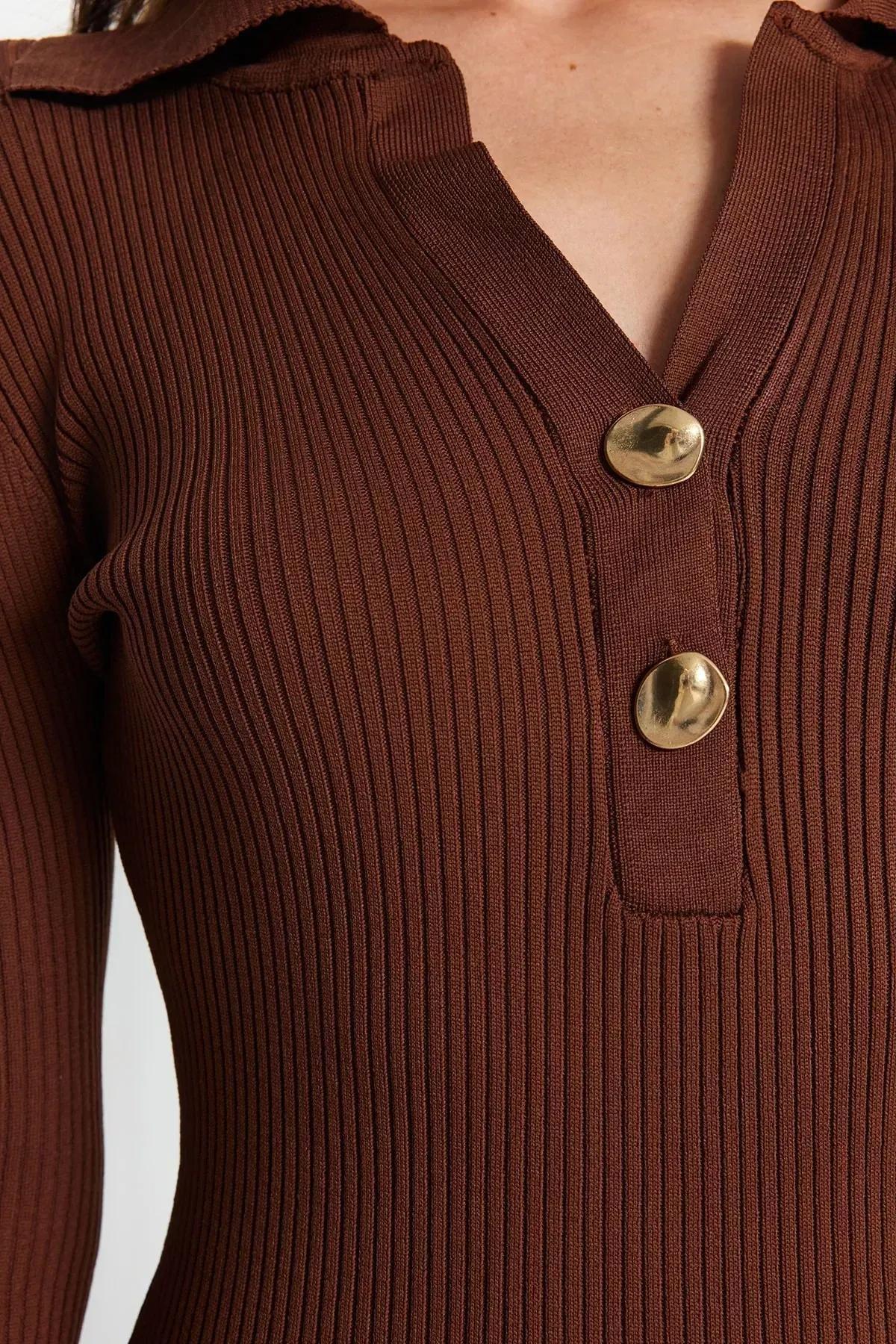 Brown Bodycon Dress, Brown, large image number 4