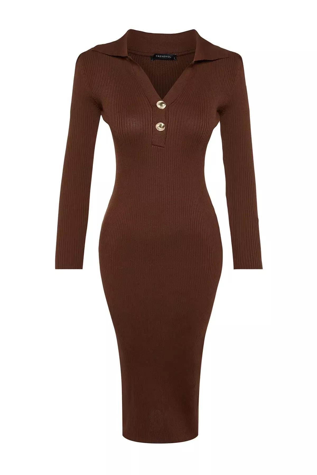 Brown Bodycon Dress, Brown, large image number 5