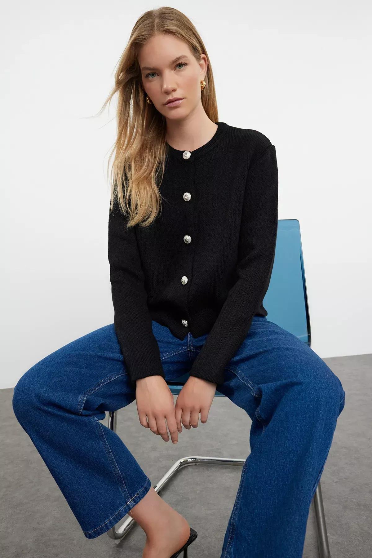 Black Regular Cardigan, BLACK, medium