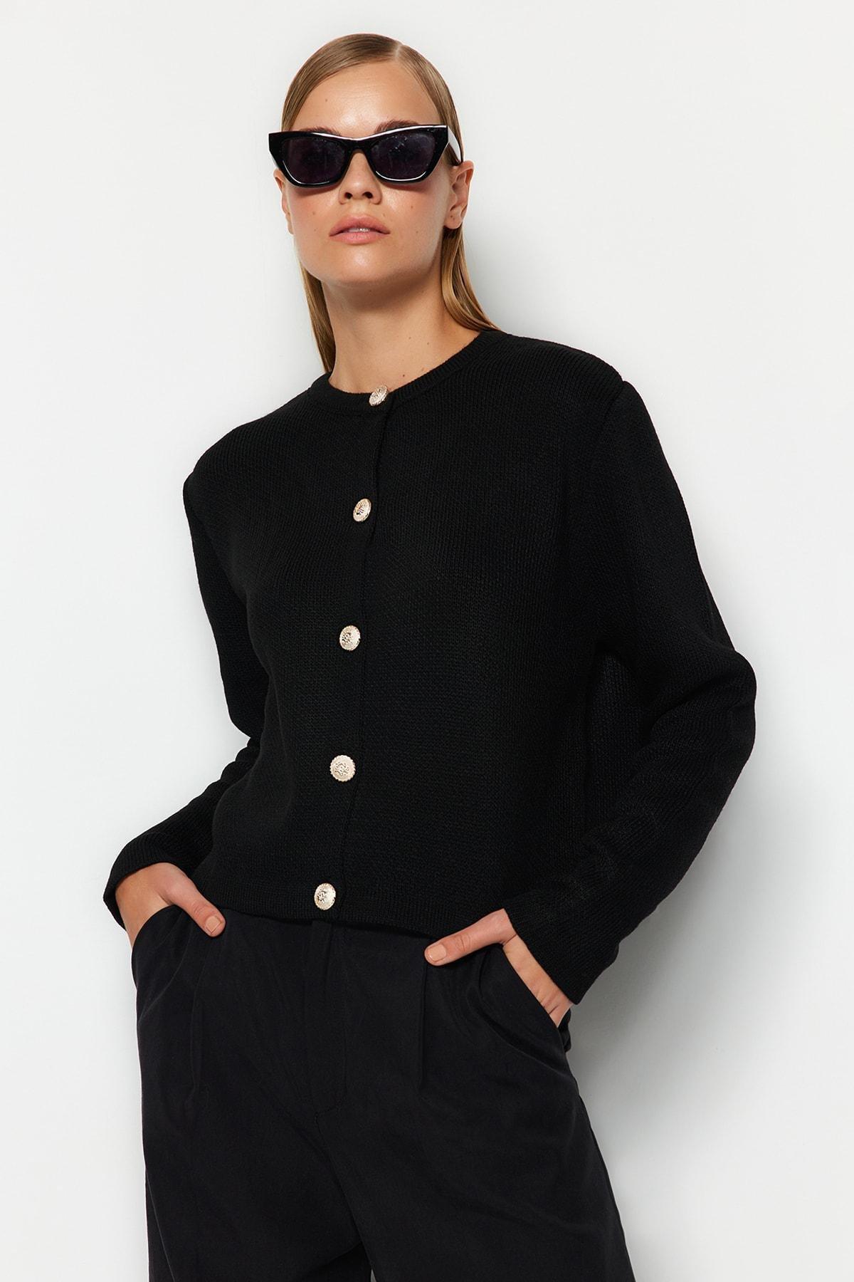 Black Regular Cardigan, , large image number 1