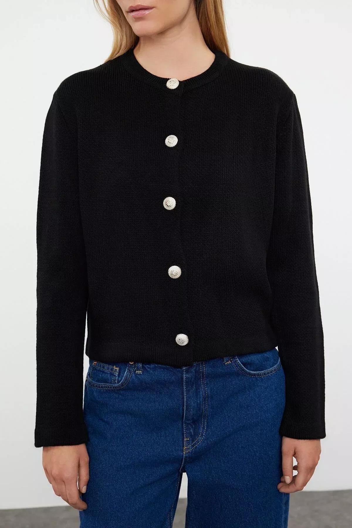 Black Regular Cardigan, BLACK, medium