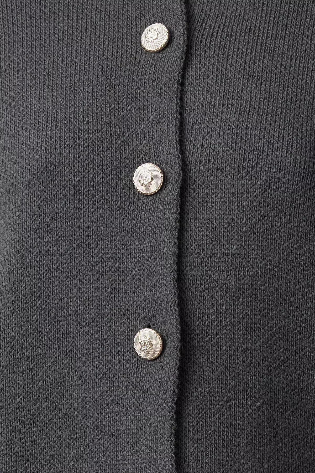 Grey Detailed Knitted Cardigan, , large image number 2