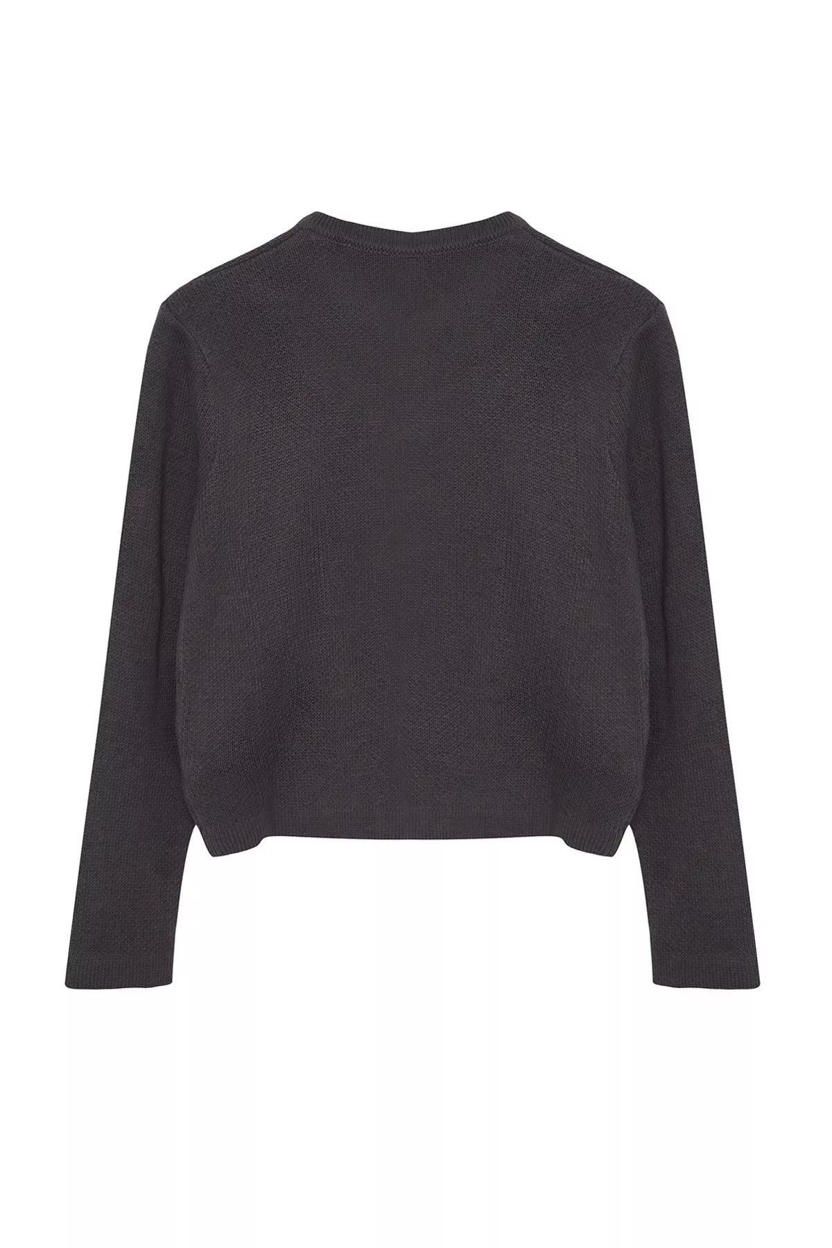 Grey Detailed Knitted Cardigan, , large image number 5