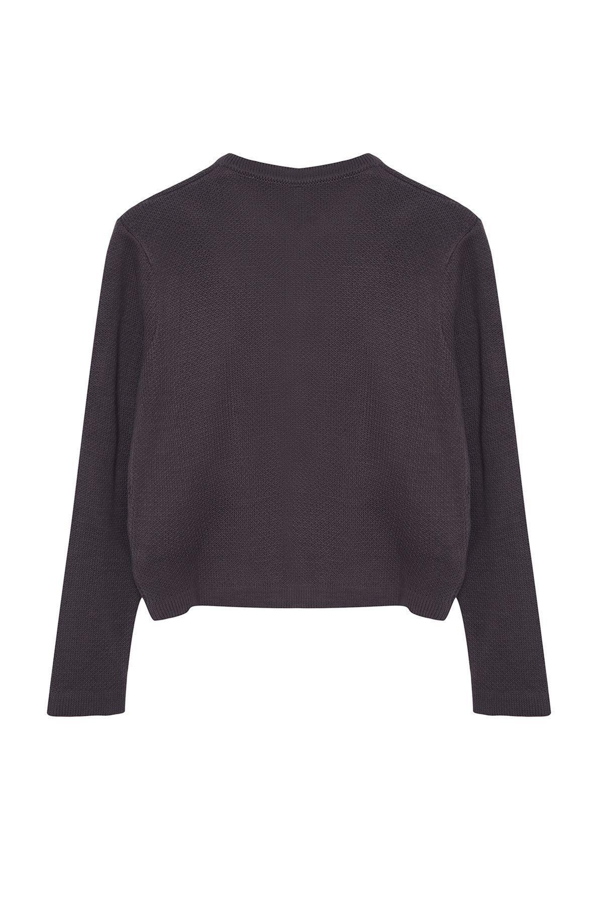 Grey Detailed Knitted Cardigan, , large image number 5