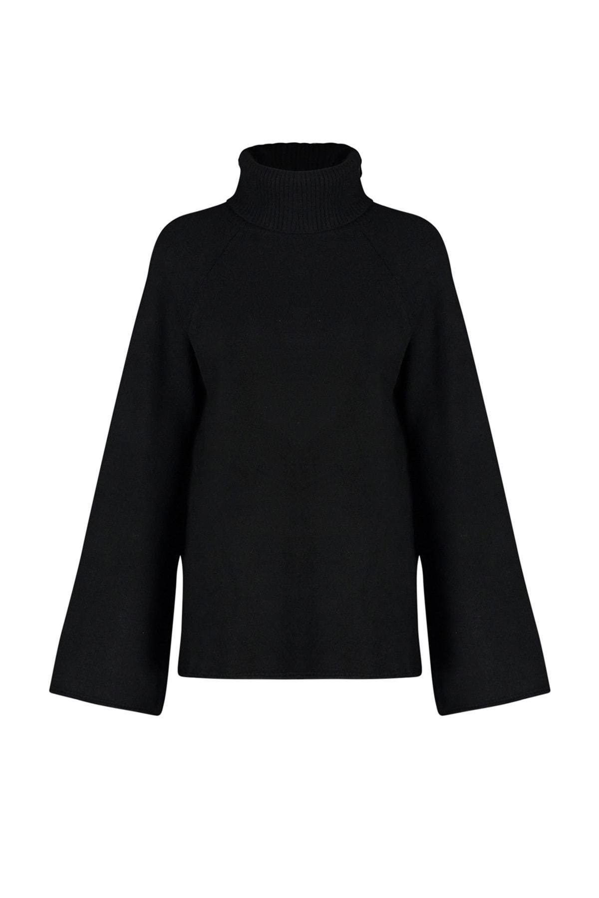 Black Turtleneck Oversize Sweater, , large image number 5
