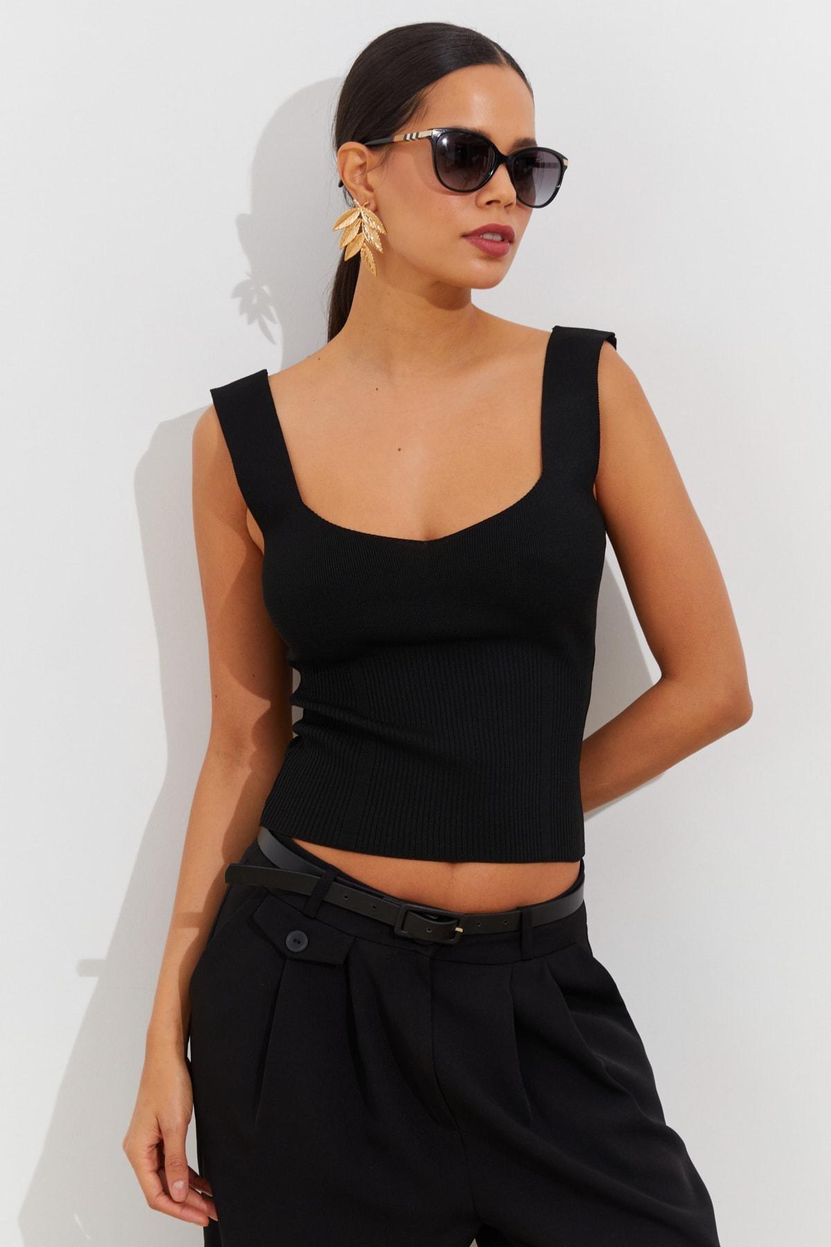 Black Regular Tank Top, BLACK, large image number 1