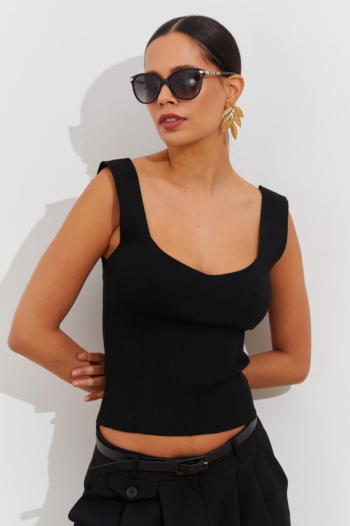Black Regular Tank Top, BLACK, large image number 2