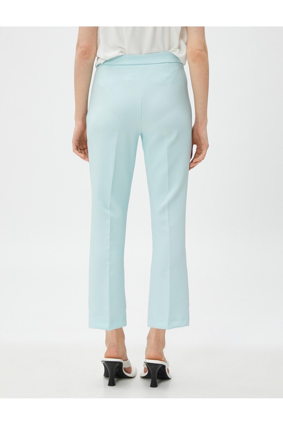 Green Ribbed High Waist Trousers, , large image number 6