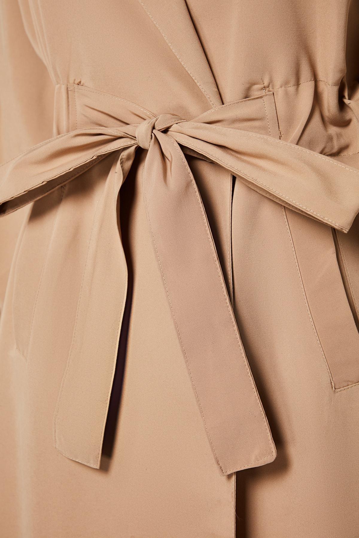Beige Basic Plus Size Trench Coat, , large image number 5