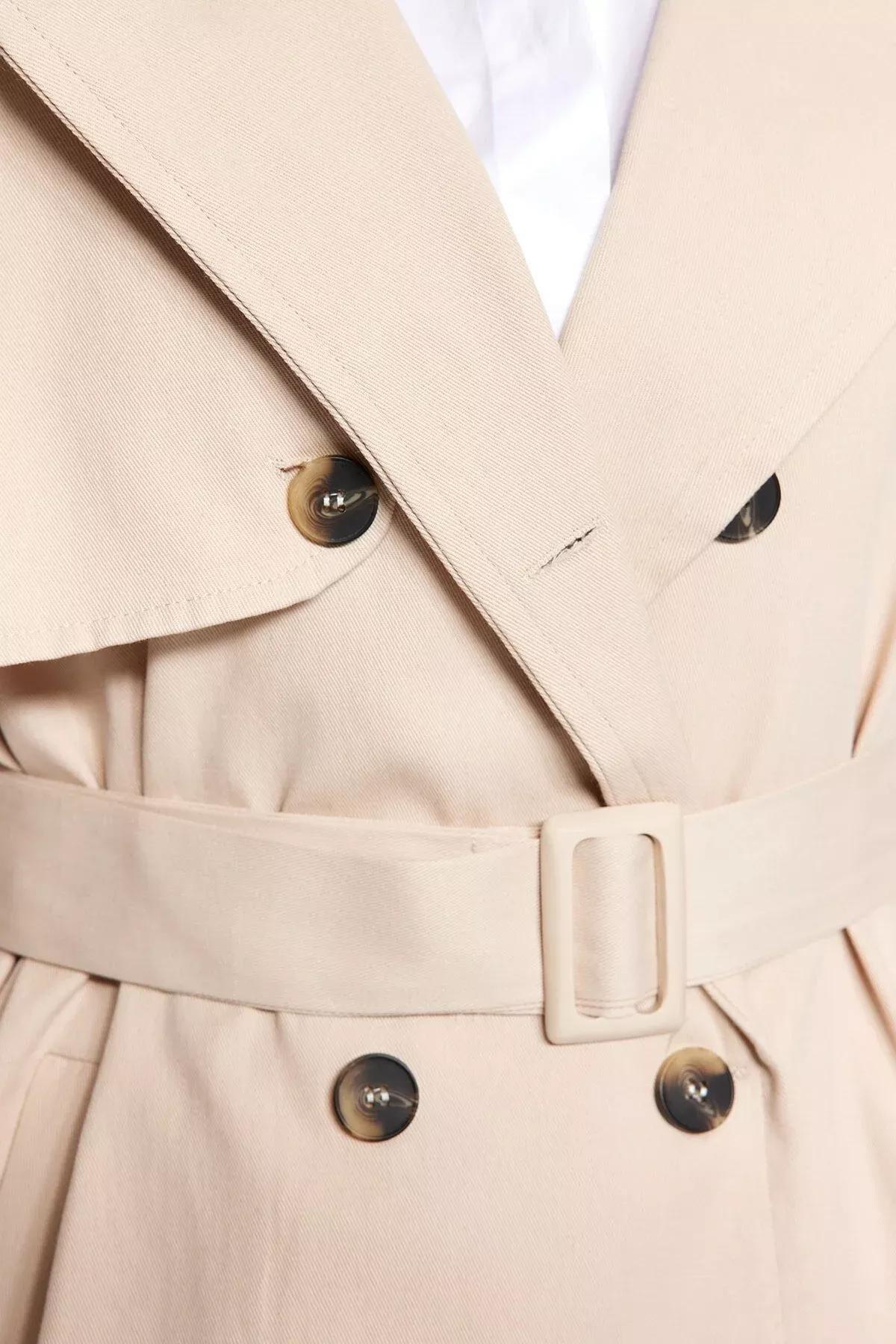Beige Basic Plus Size Trench Coat, Beige, large image number 4