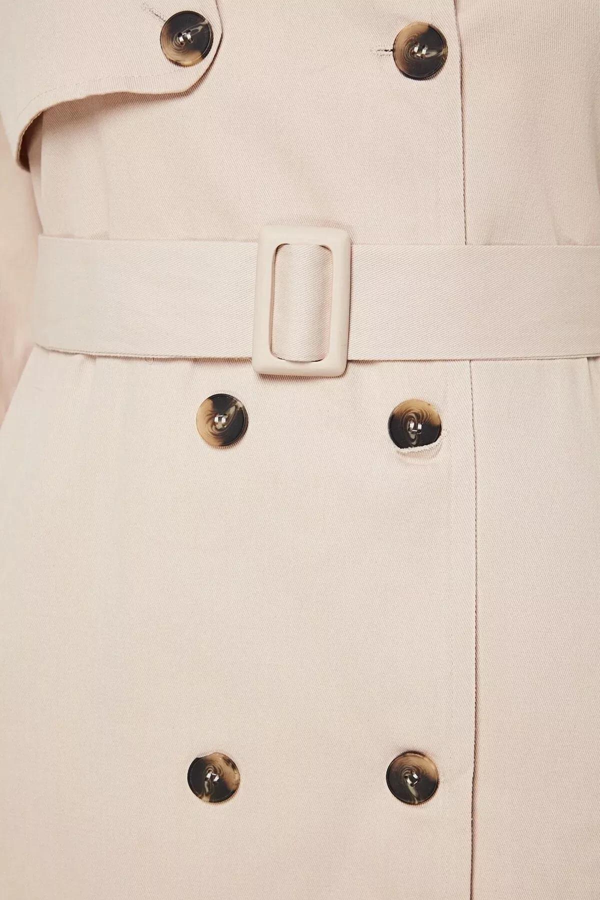 Beige Basic Plus Size Trench Coat, Beige, large image number 6