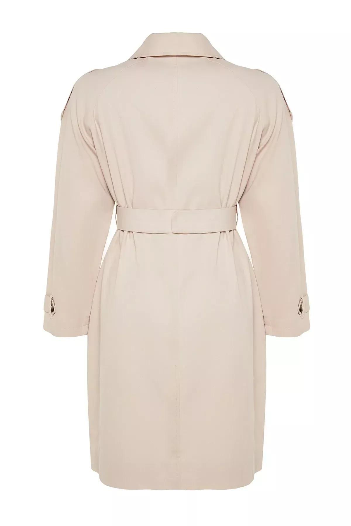 Beige Basic Plus Size Trench Coat, Beige, large image number 7